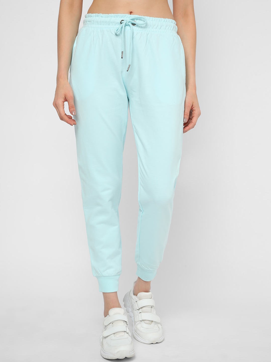 

R&B Women Mid-Rise Cotton Joggers, Blue