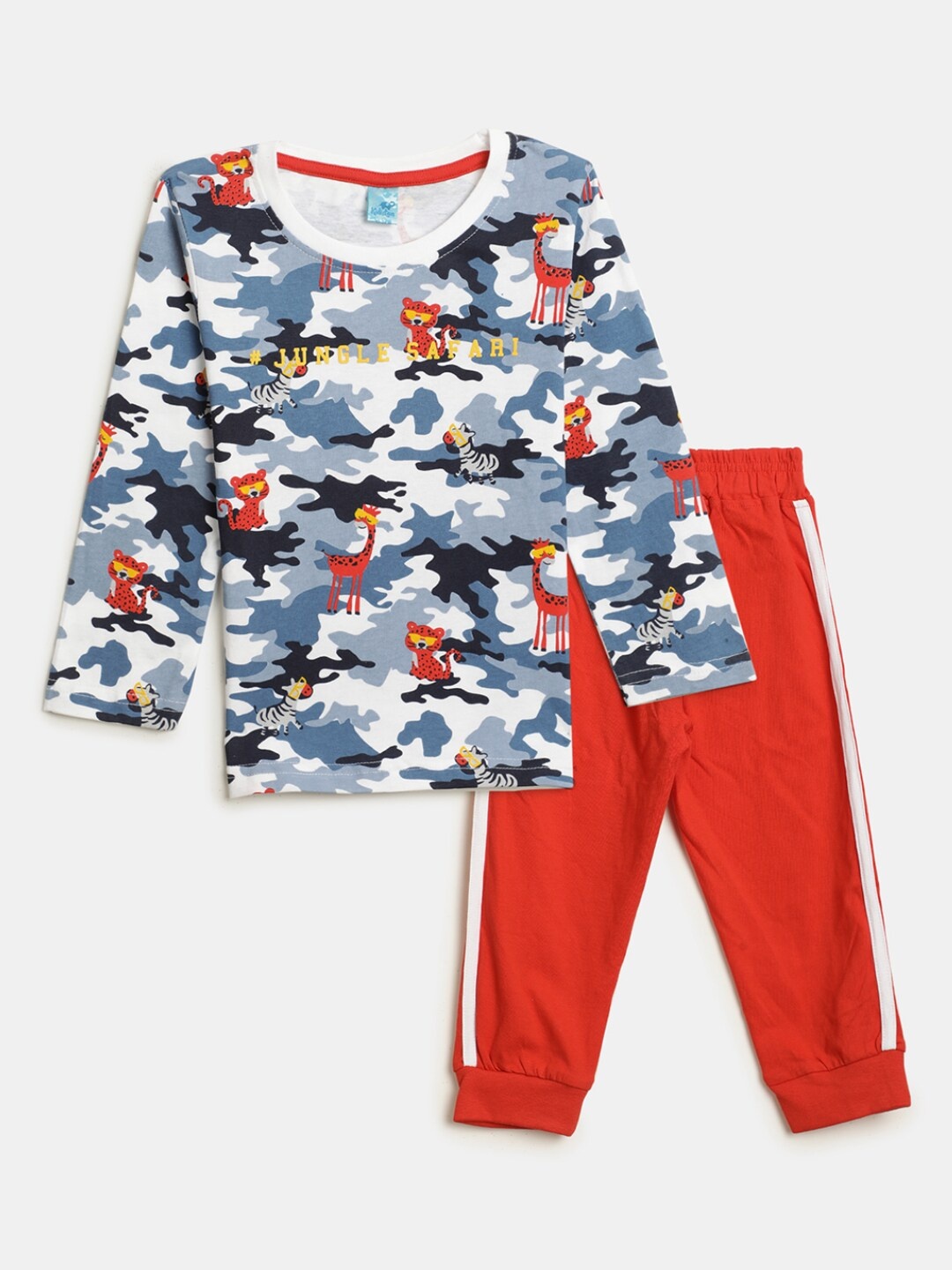 

V-Mart Infants Boys Printed Pure Cotton T-shirt with Pyjamas, White