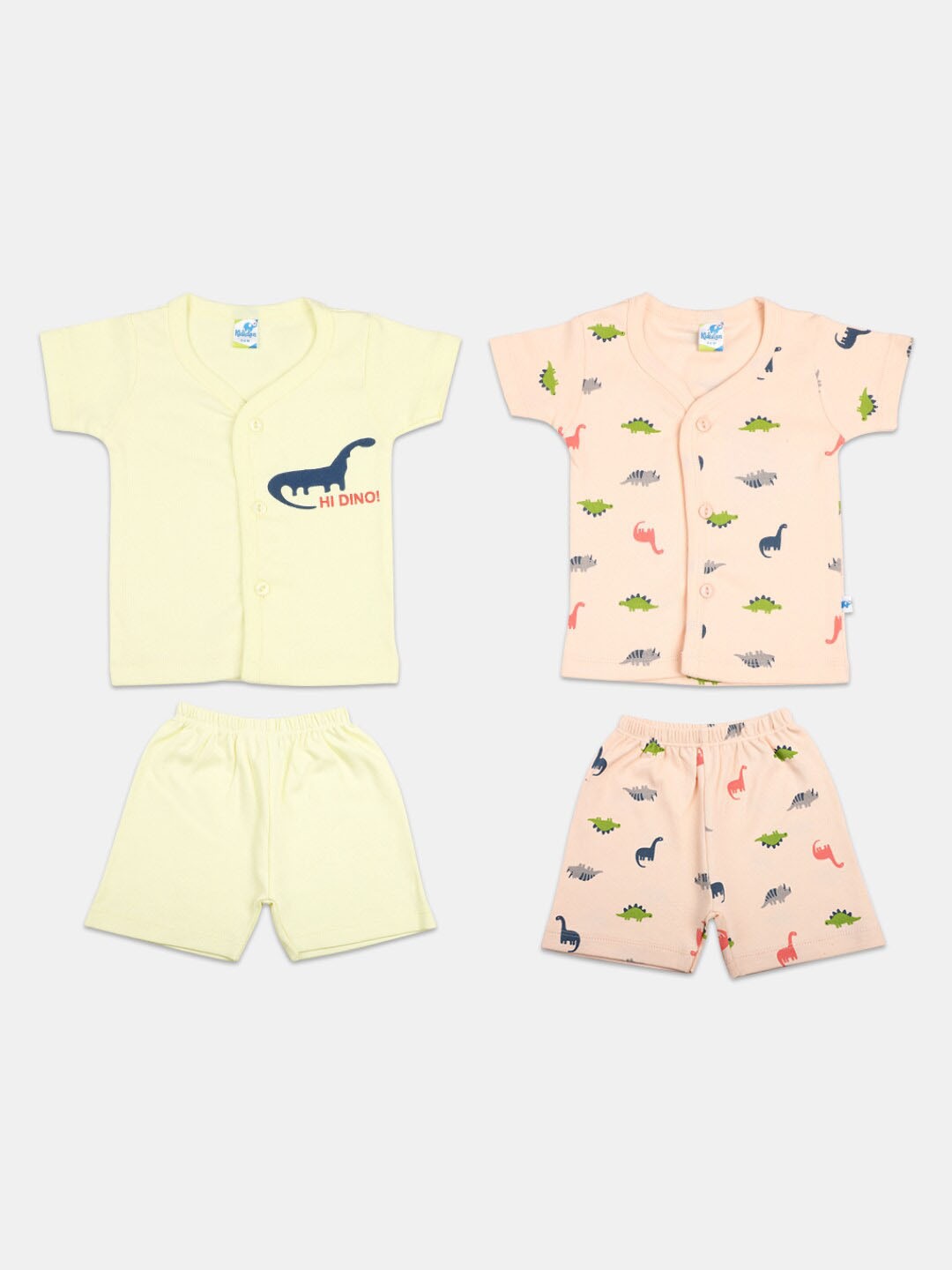 

V-Mart Infants Kids Pack Of 2 Printed Pure Cotton Shirt with Shorts, Yellow