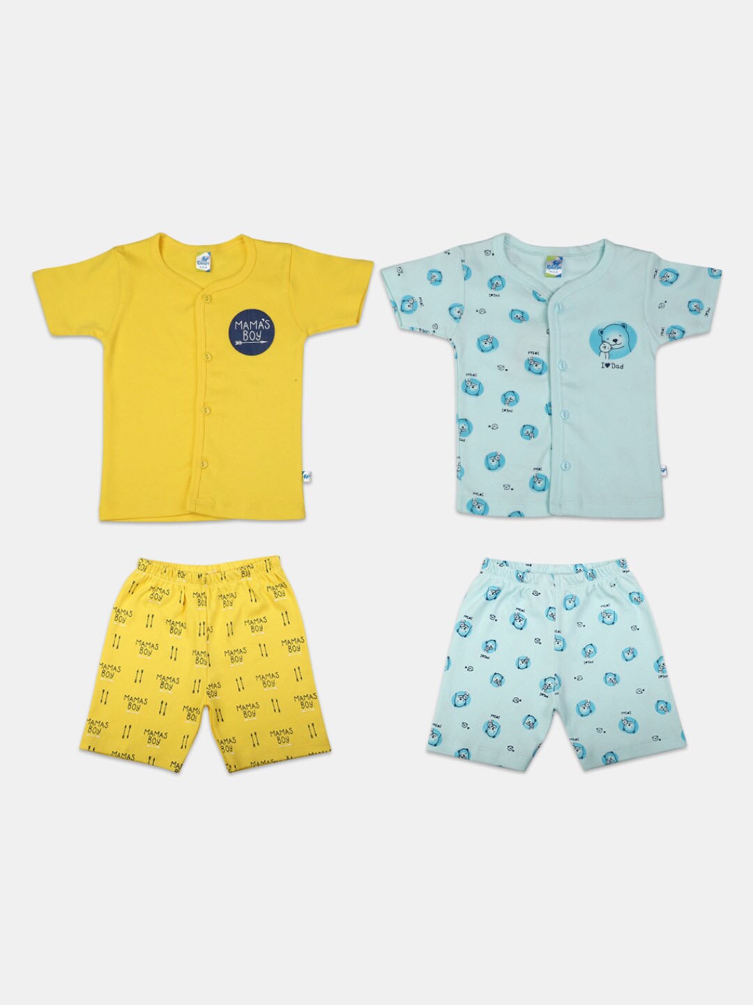 

V-Mart Infants Kids Pack Of 2 Printed Pure Cotton T-shirt with Shorts, Yellow
