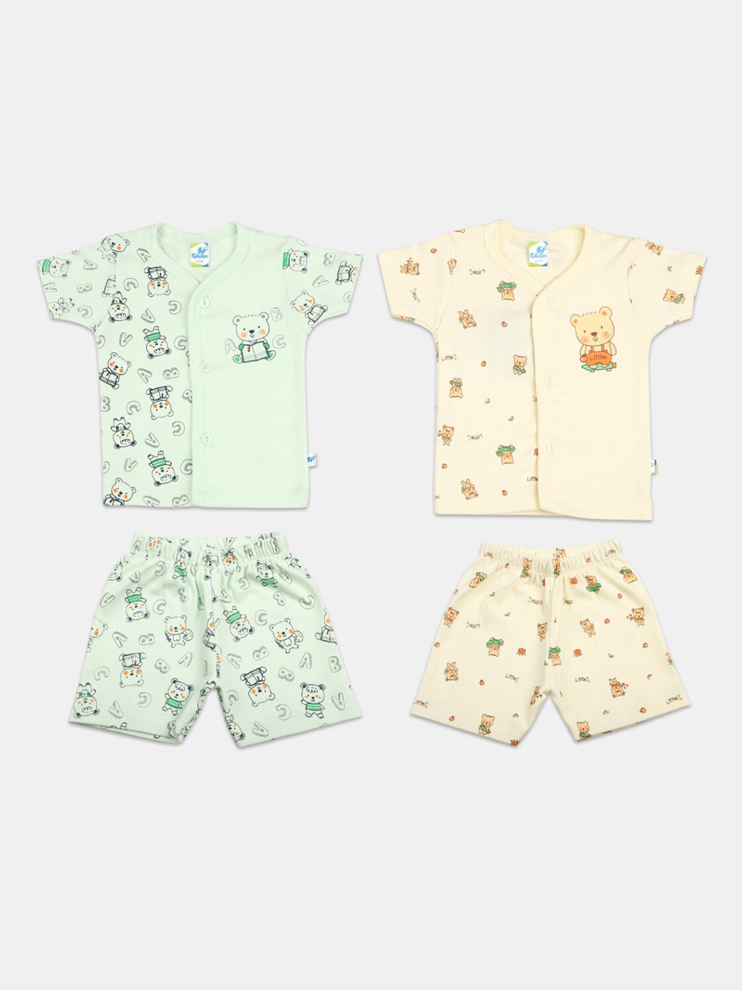 

V-Mart Infants Kids Pack Of 2 Printed Pure Cotton Shirt with Shorts, Green
