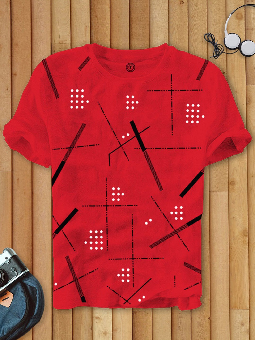 

TRIPR Graphic Printed Round Neck Regular Fit Cotton T-Shirt, Red