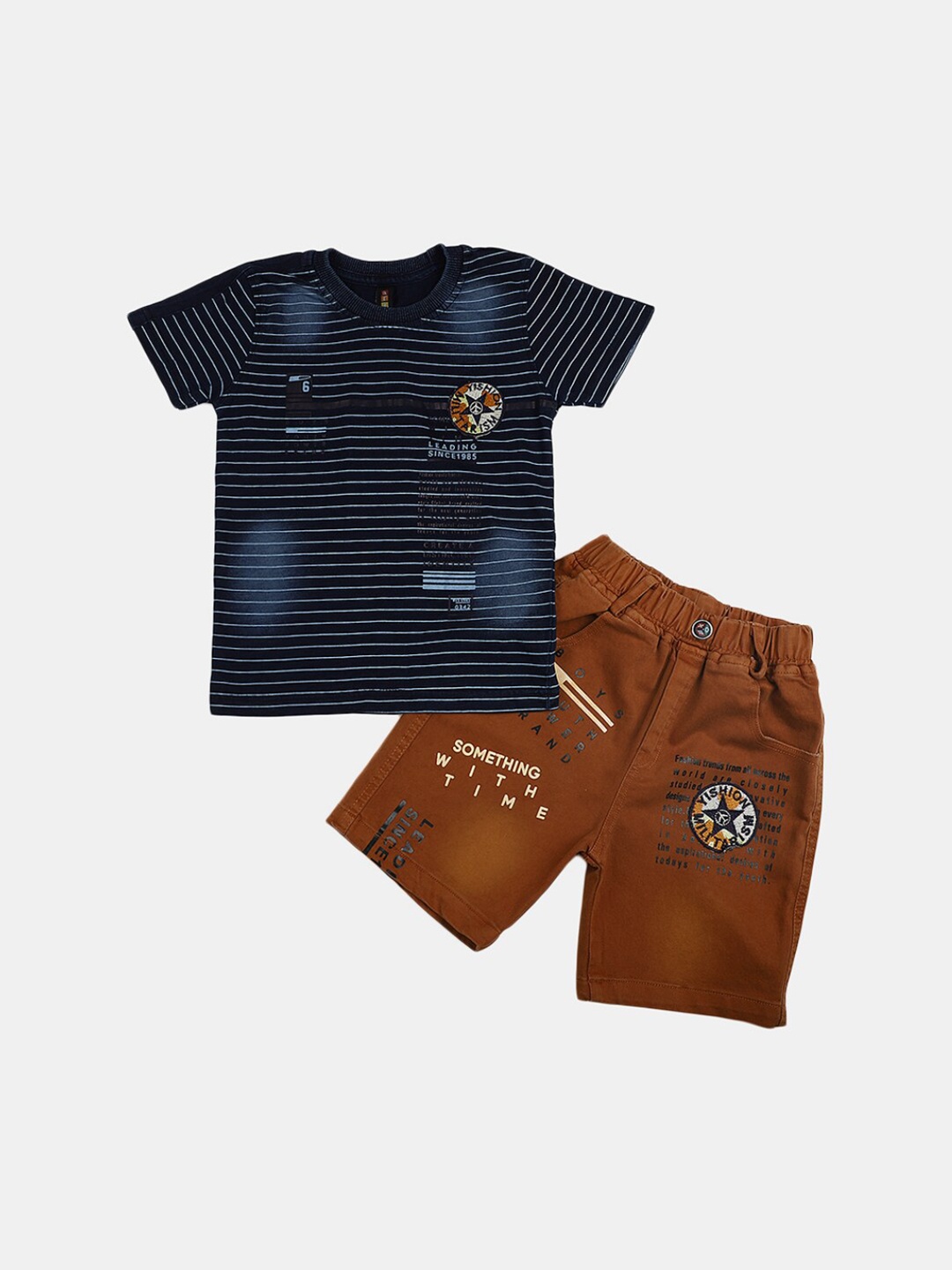 

V-Mart Kids Striped T-shirt & Shorts, Navy blue