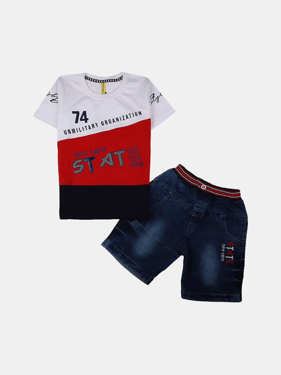 

V-Mart Boys Printed Pure Cotton T-shirt with Shorts, White
