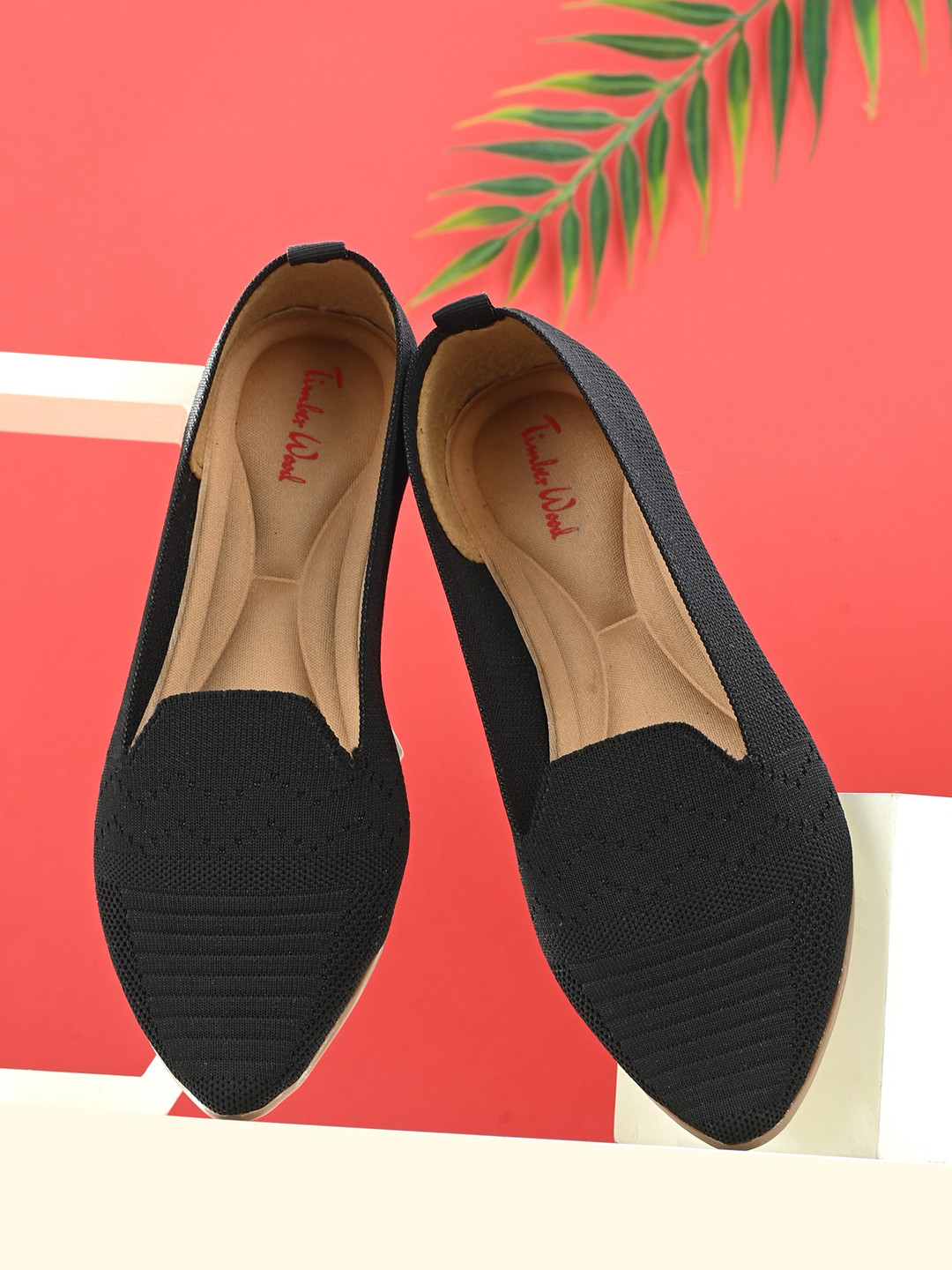 

TimberWood Woven Design Ballerinas, Black