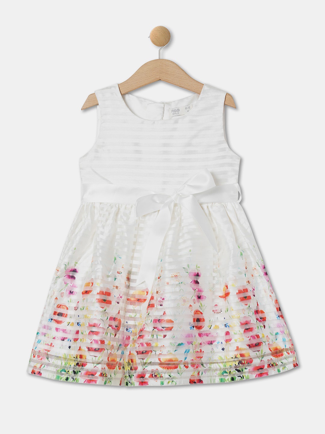 

R&B Girls Floral Print Fit & Flare Dress, White