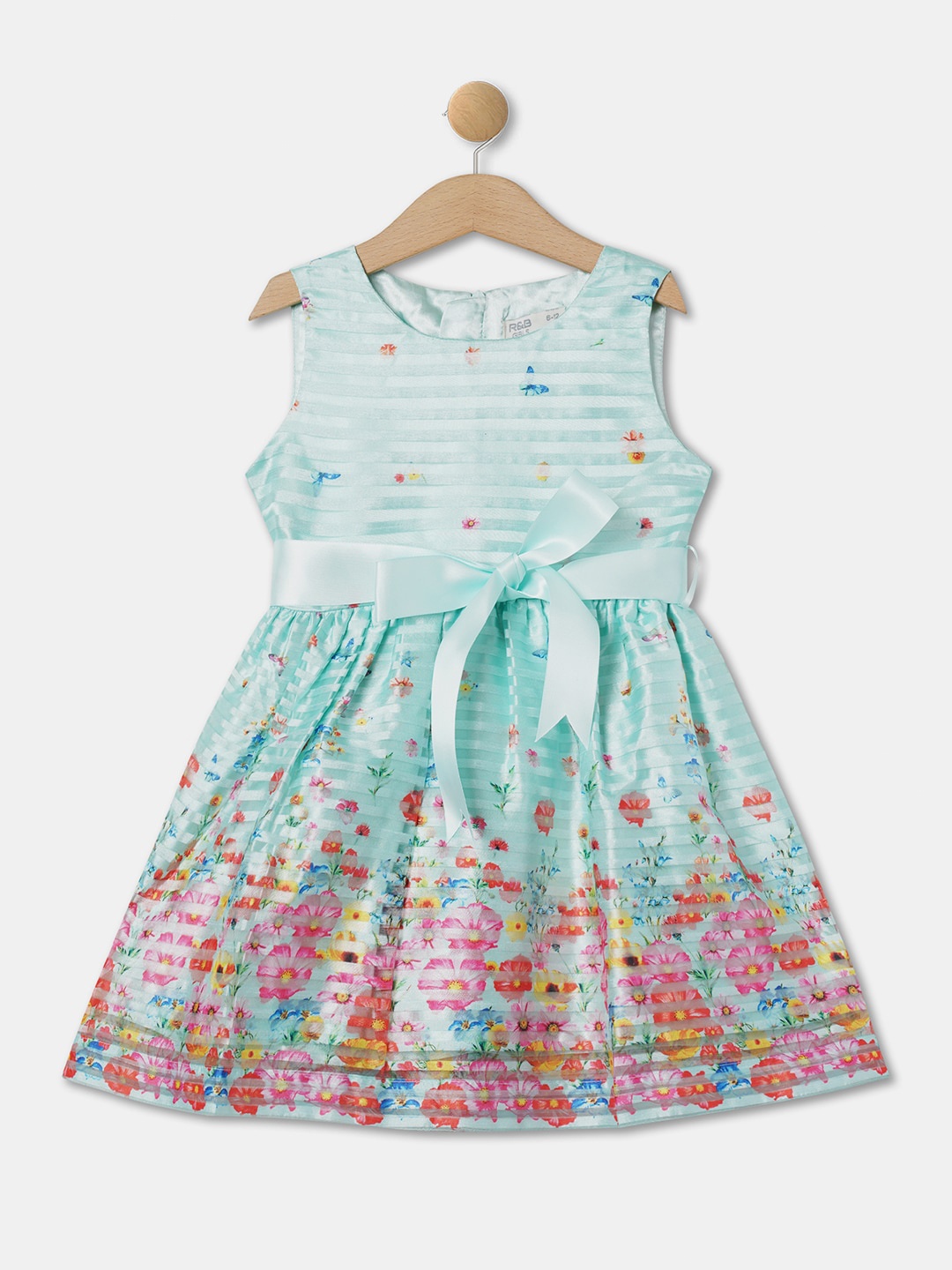 

R&B Girls Floral Print Fit & Flare Dress, Blue