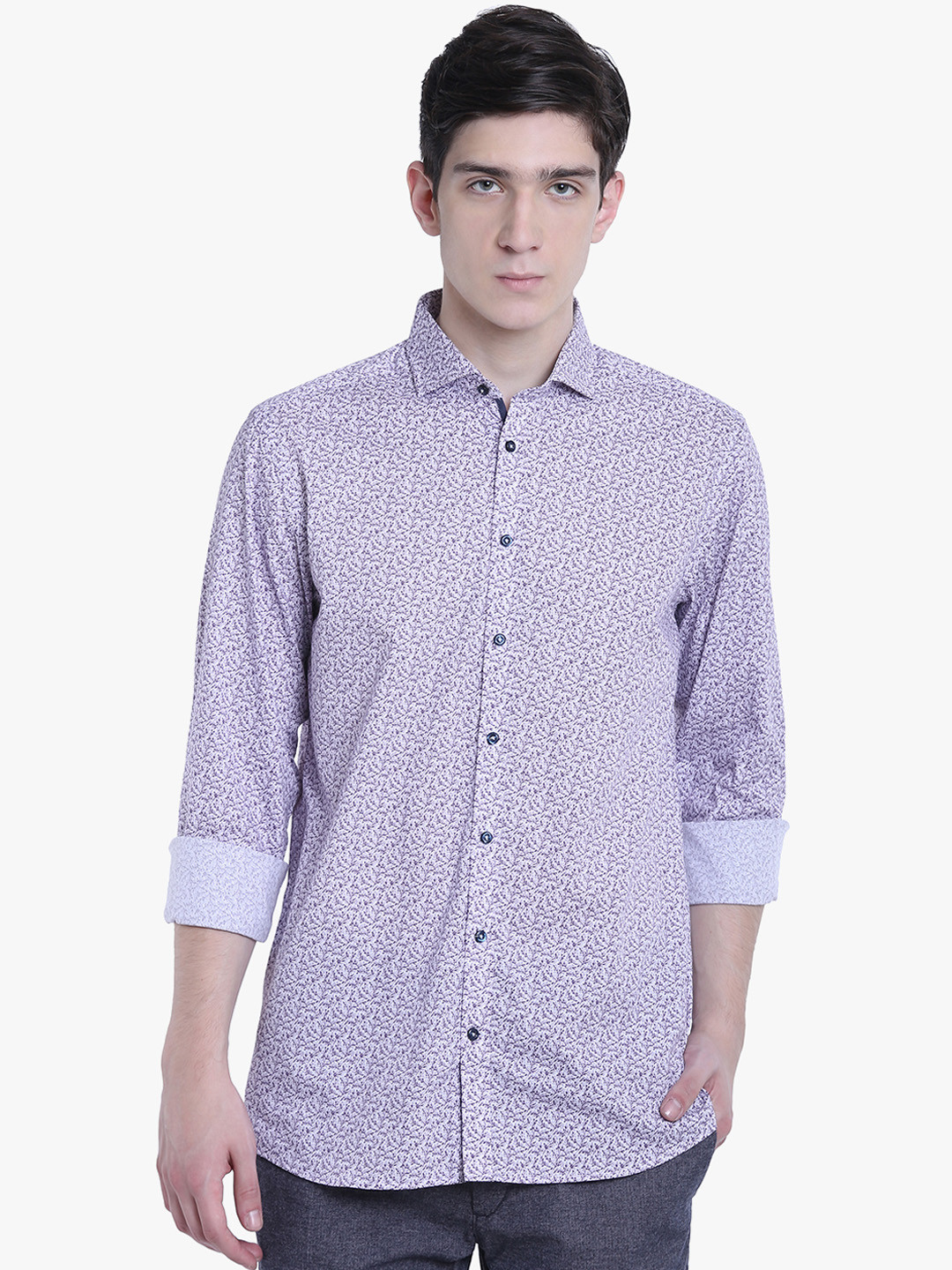 

Bruun & Stengade Men Purple Classic Slim Fit Printed Casual Shirt