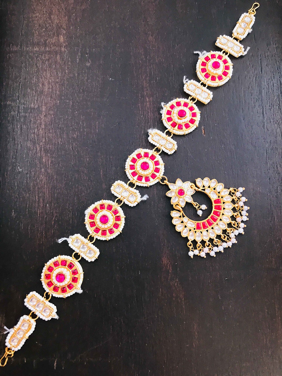 

The Opal Factory Gold-Plated Stone-Studded Sheeshphool