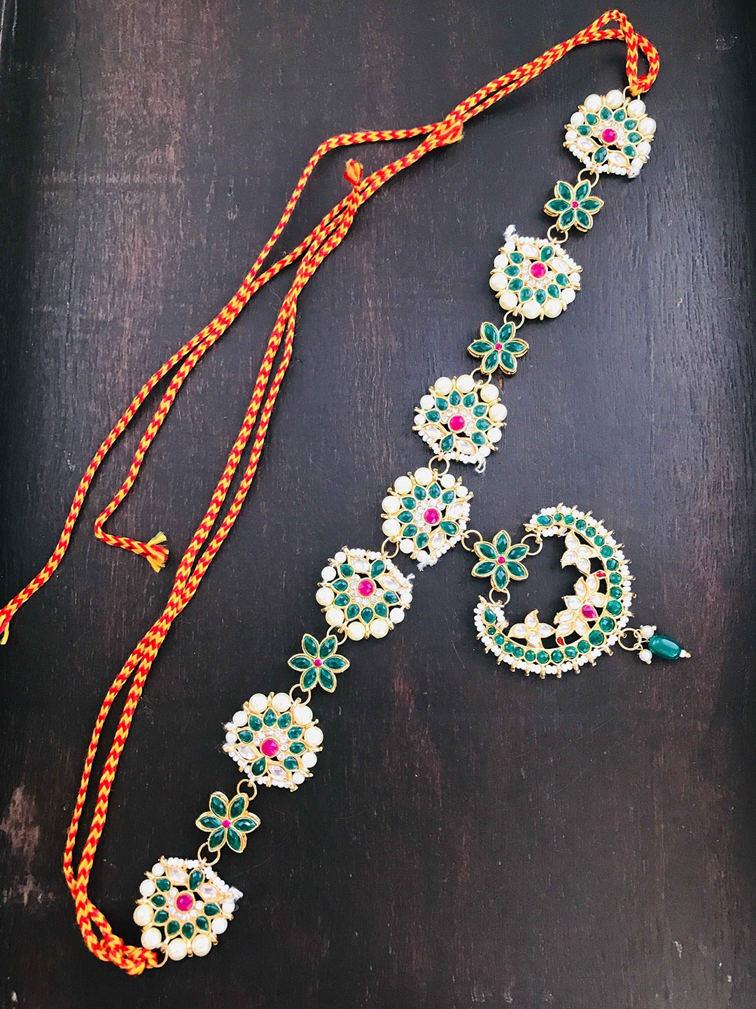 

The Opal Factory Gold-Plated Stones-Studded Sheeshphool