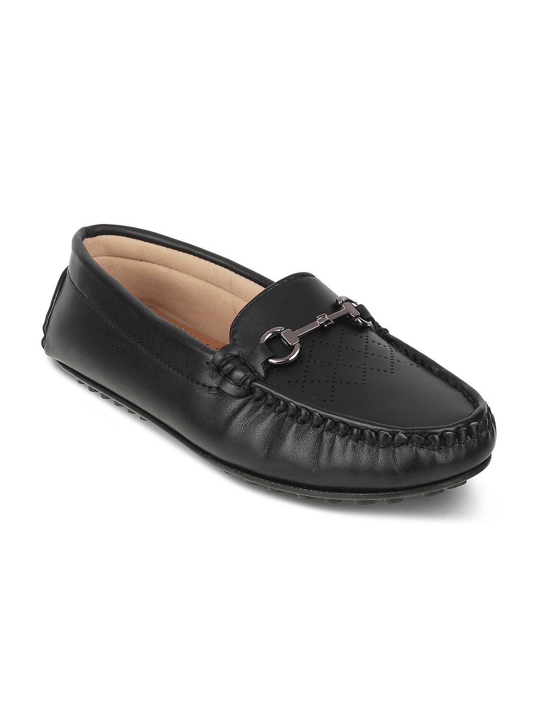 

PEPPER Women Perforations Embellished Lightweight Horsebit Loafers, Black