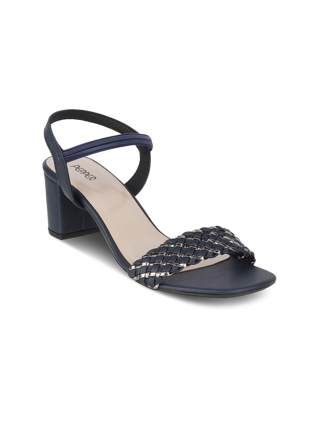 

PEPPER Open Toe Block Heels, Navy blue