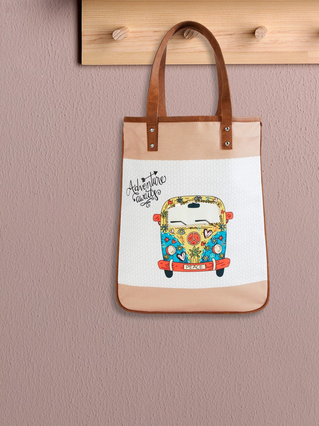

Home Centre Printed PU Shopper Tote Bag, White