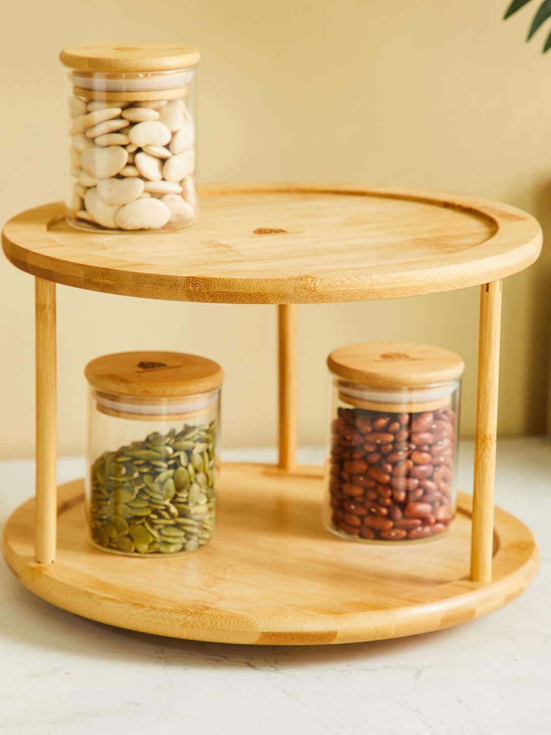 

Home Centre Spinel-Wallet Brown Bamboo 2 -Tier Lazy Susan Rack