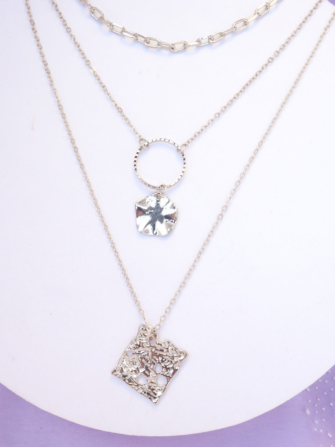 

SALTY Silver-Plated Square Round Layered Necklace