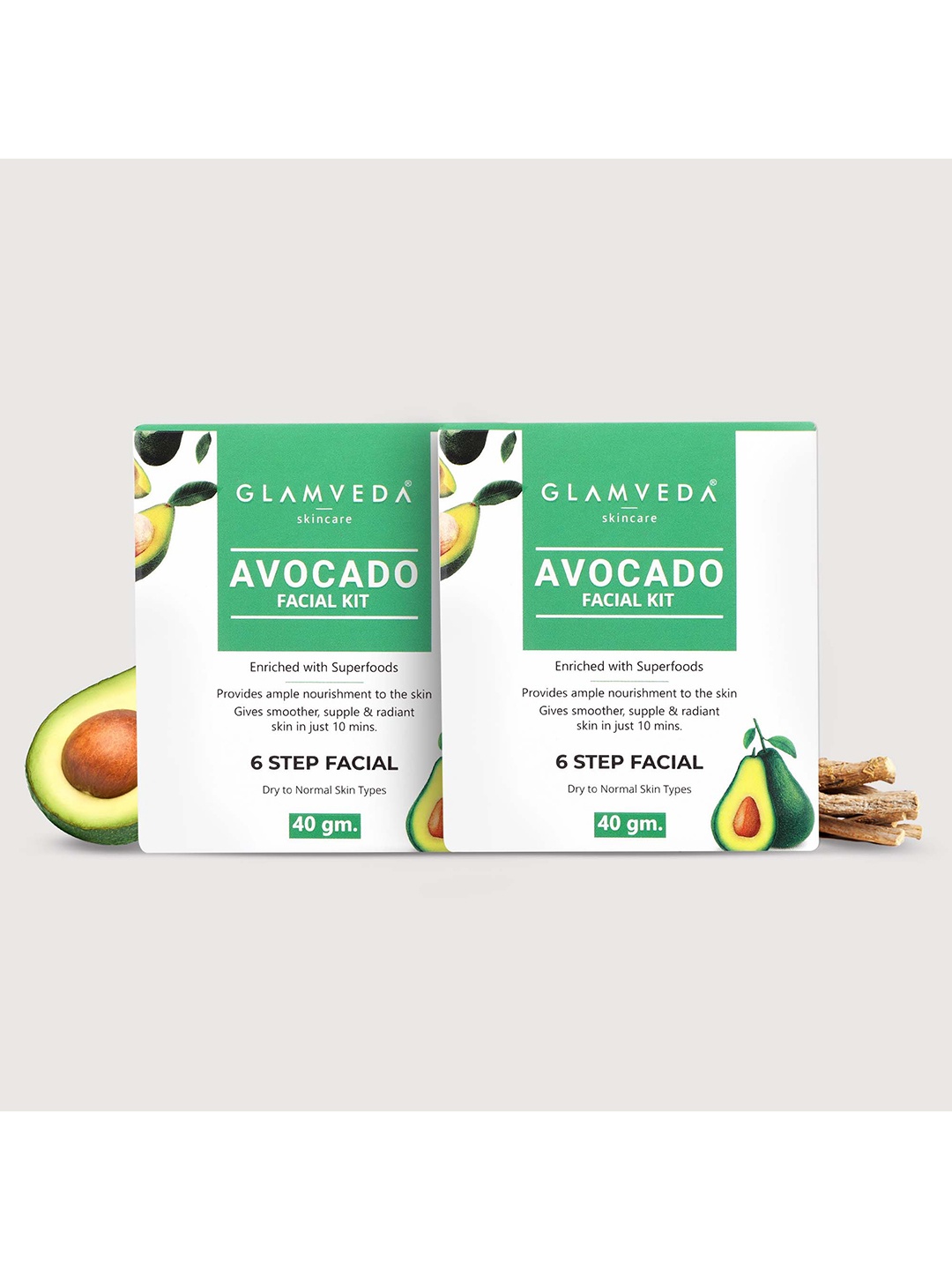 

GLAMVEDA Set Of 2 Avocado Superfood Facial Kit 40 gm Each, Green