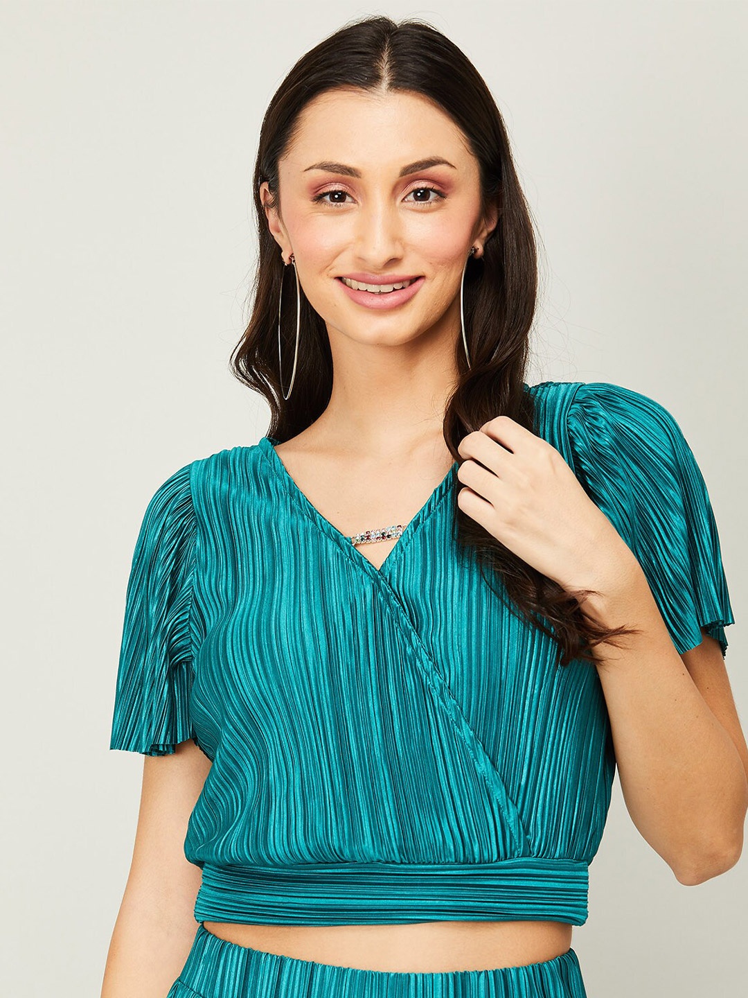 

CODE by Lifestyle Striped Wrap Crop Top, Green