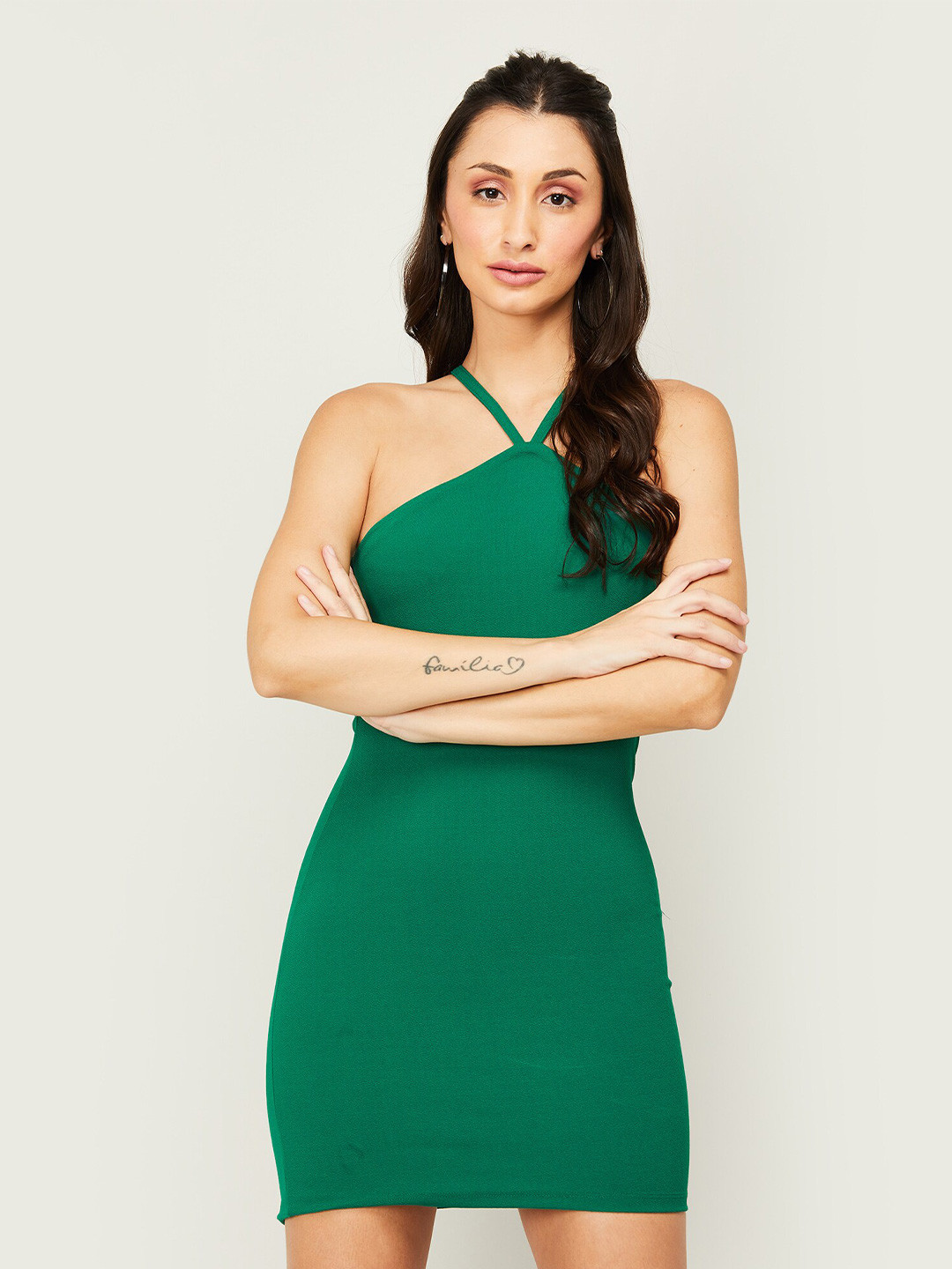 

Ginger by Lifestyle Shoulder Strap Bodycon Mini Dress, Green