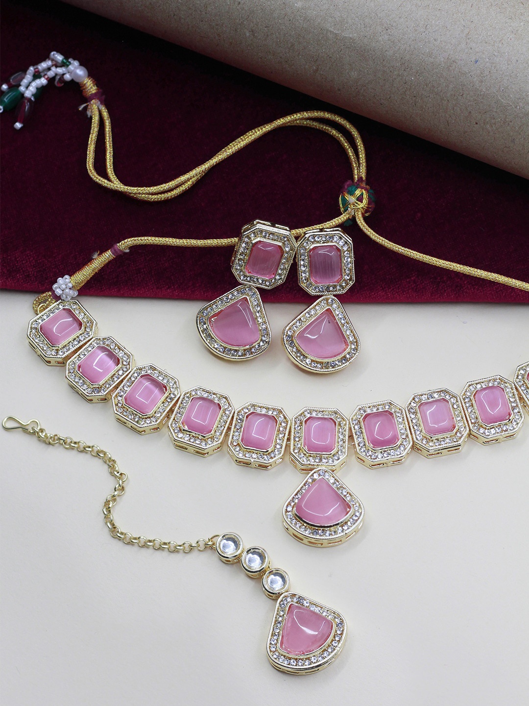 

SAIYONI Gold-Plated Kundan Studded Jewellery Set