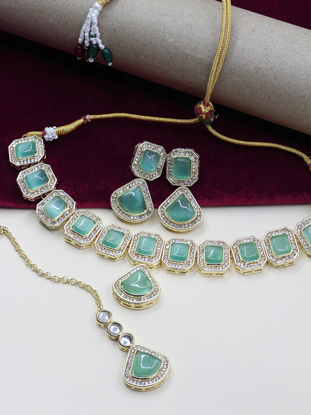 

SAIYONI Gold-Plated Kundan Studded Jewellery Set