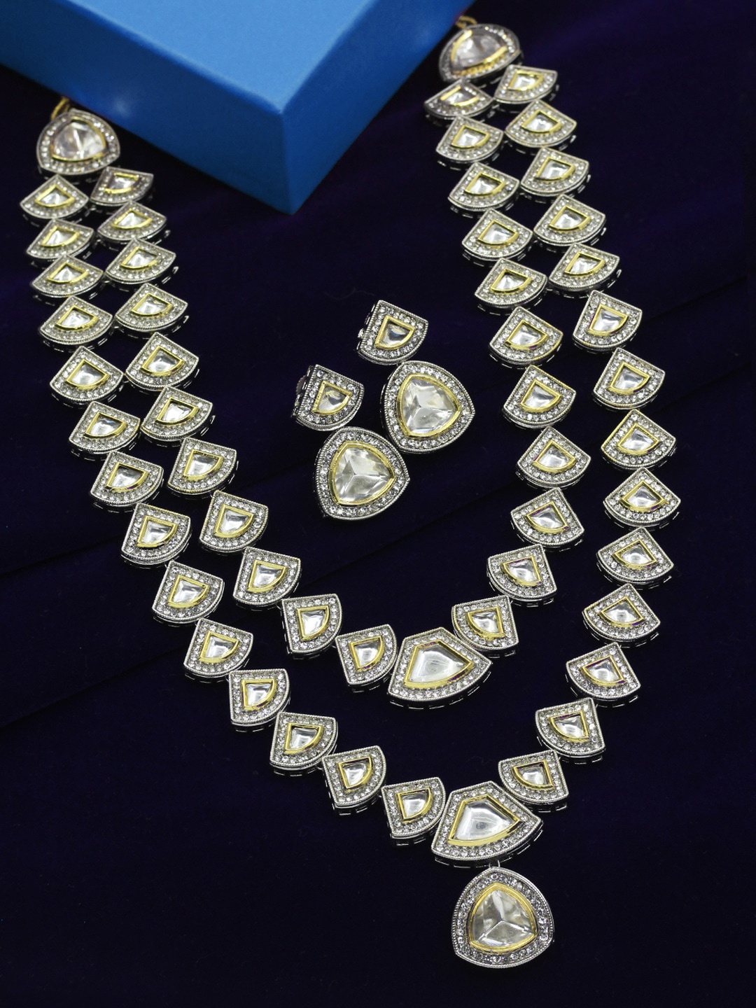 

SAIYONI Silver-Plated Kundan-Studded Jewellery Set
