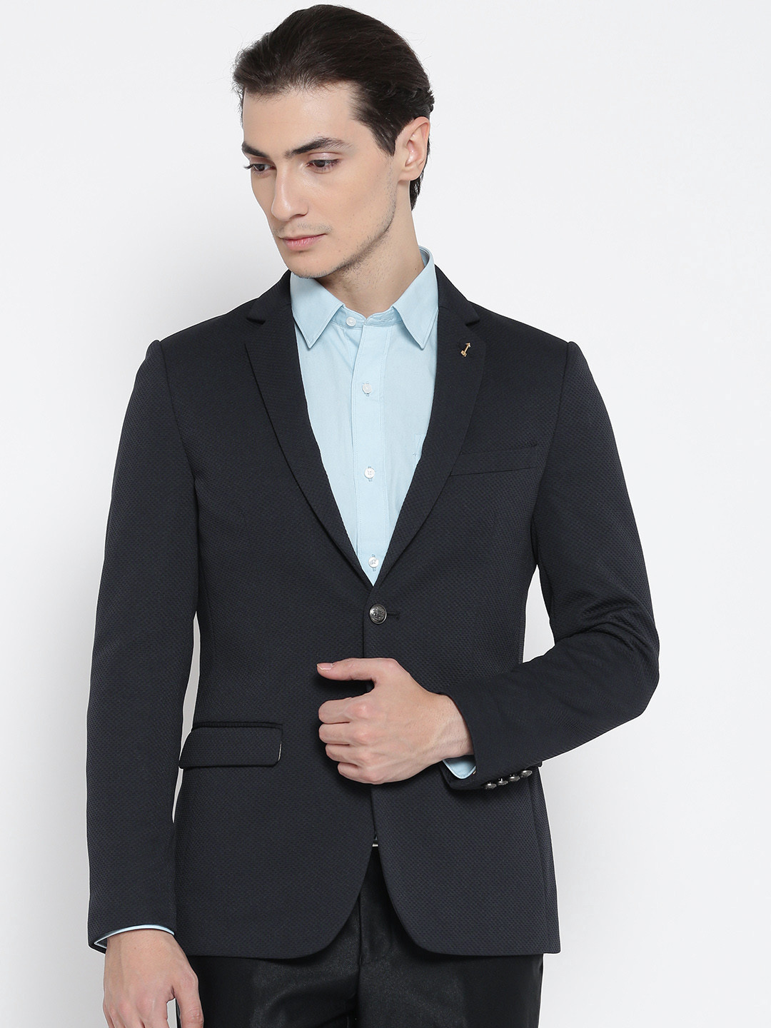 

Arrow Sport Navy Blue Single-Breasted Slim Zero Calorie Fit Formal Blazer