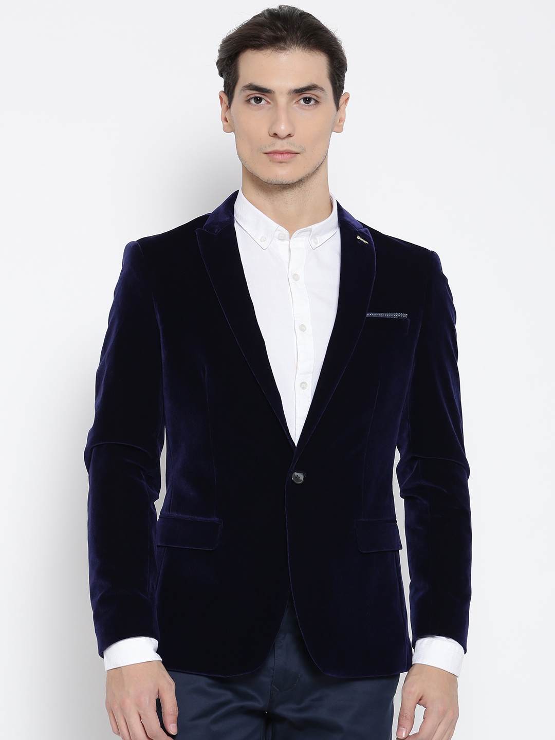 

Arrow New York Navy Single-Breasted Slim Zero Calorie Fit Corduroy Party Blazer, Navy blue