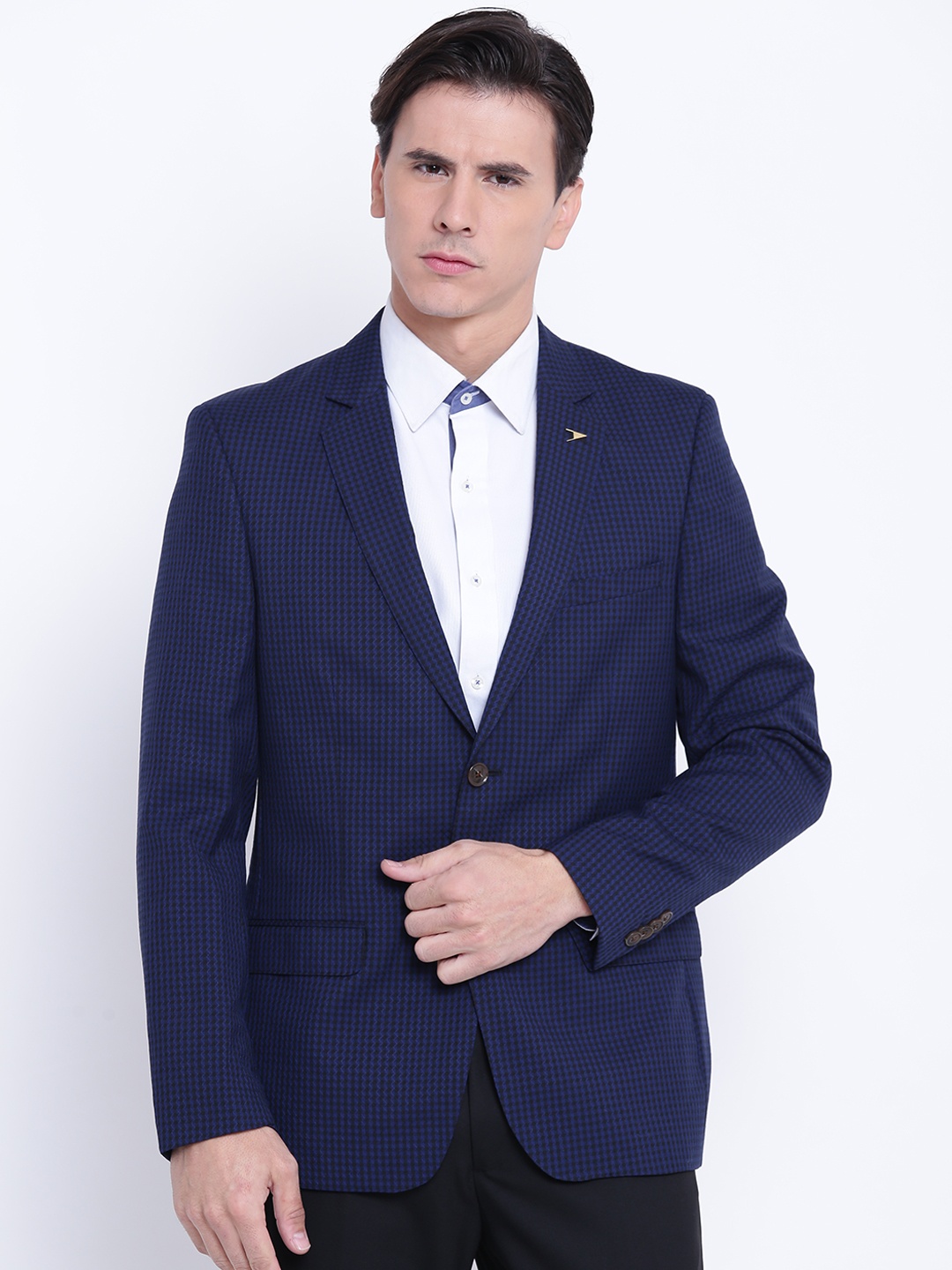 

Arrow Blue & Black Self-Checked Tailored Fit Single-Breasted Blazer