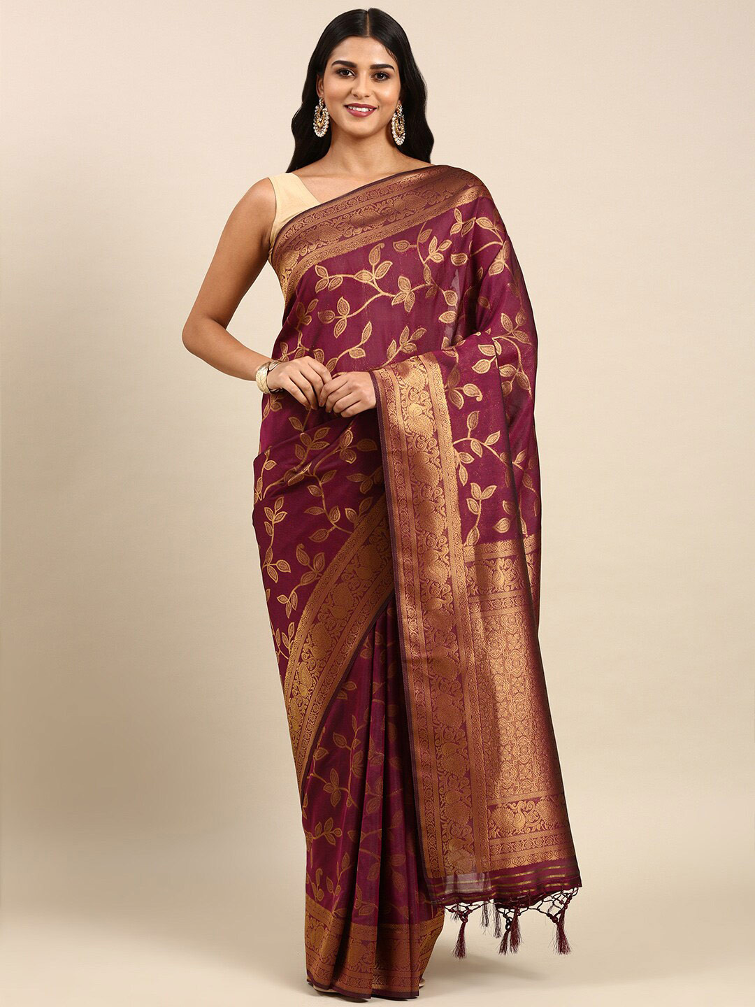 

Anouk Floral Woven Design Zari Silk Blend Saree, Violet