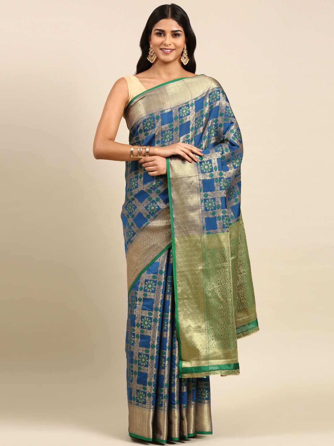 

Anouk Ethnic Motifs Woven Design Zari Saree, Blue