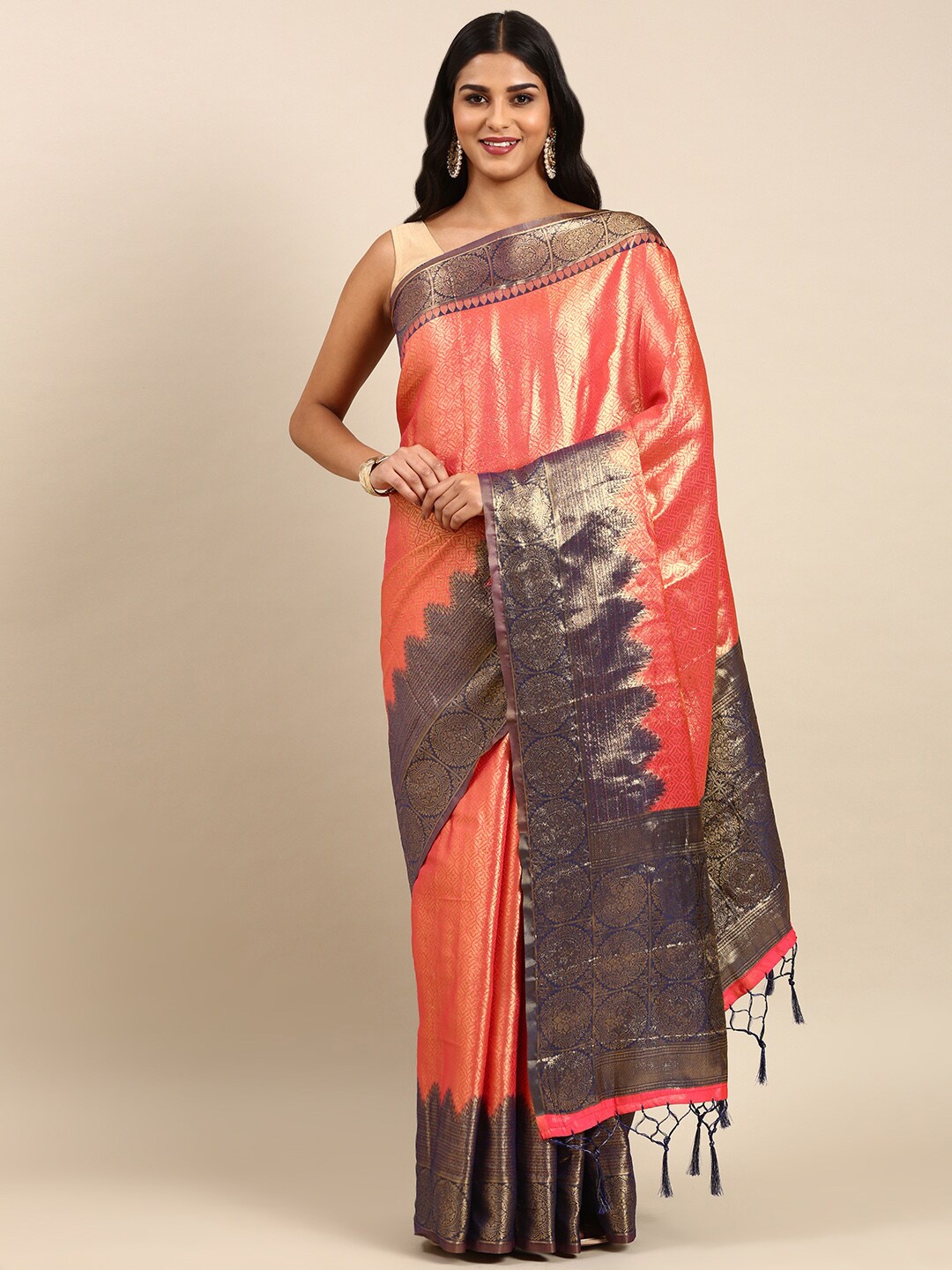 

Anouk Ethnic Motifs Woven Design Zari Saree, Rust