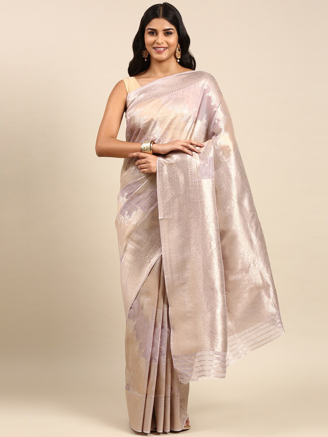 

Anouk Ethnic Motif Woven Design Zari Saree, Grey