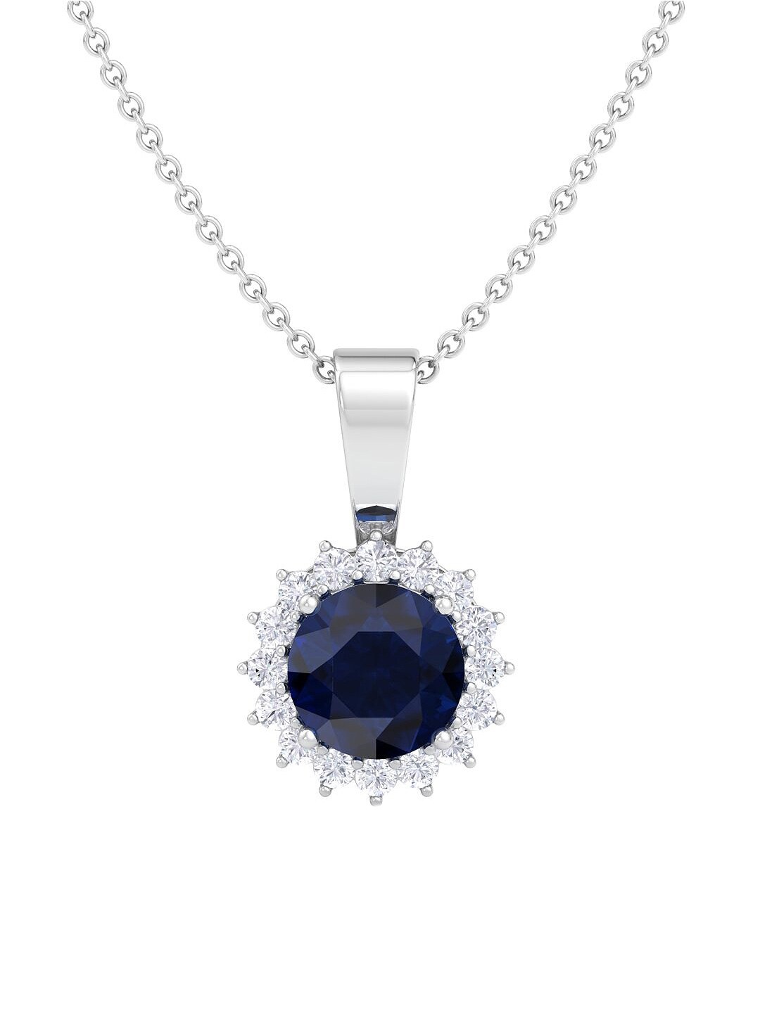 

Inddus Jewels 925 Sterling Silver Rhodium-Plated CZ Studded Pendant With Chain