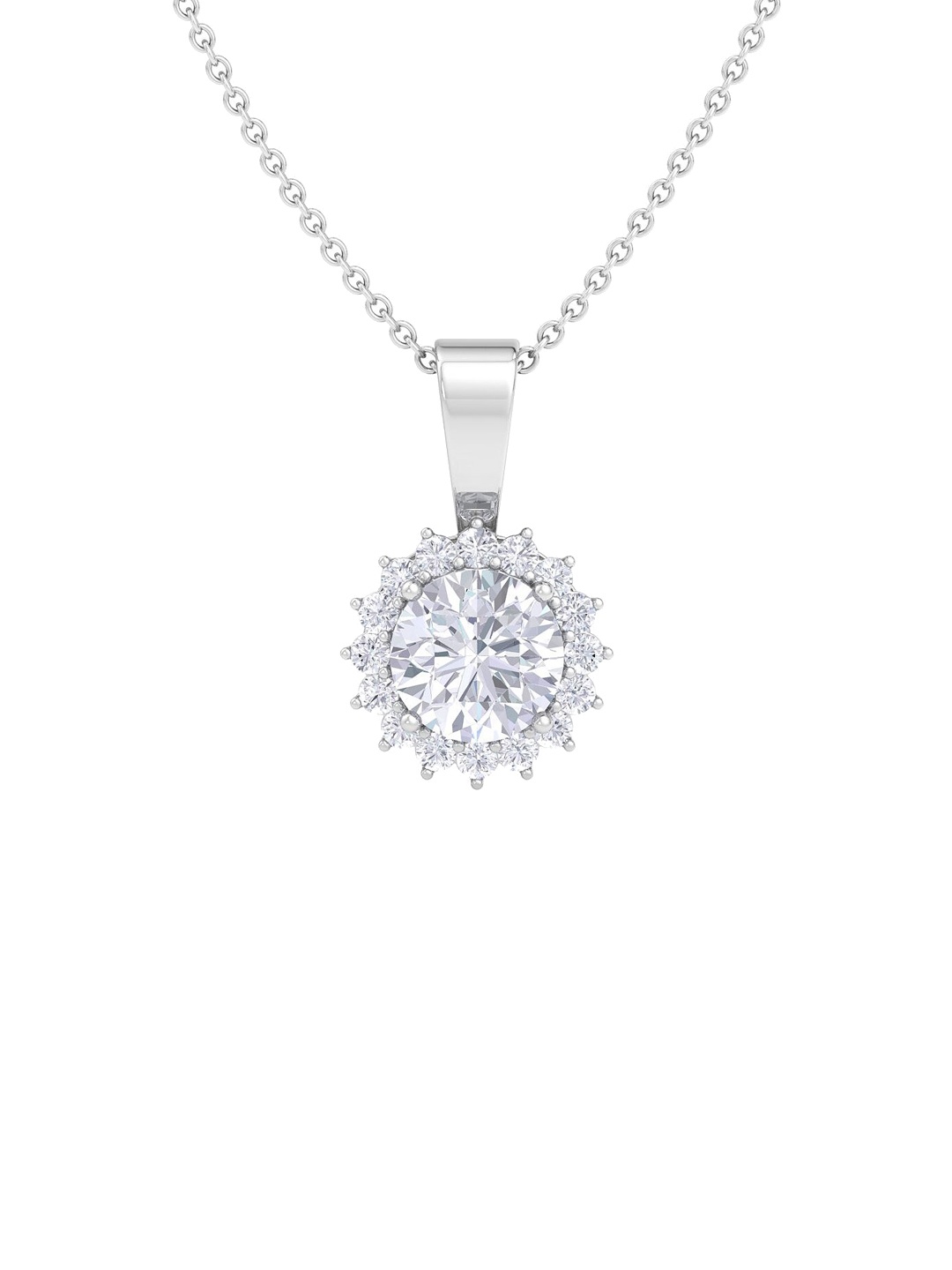 

Inddus Jewels 925 Sterling Silver Rhodium-Plated CZ Studded Pendant With Chain