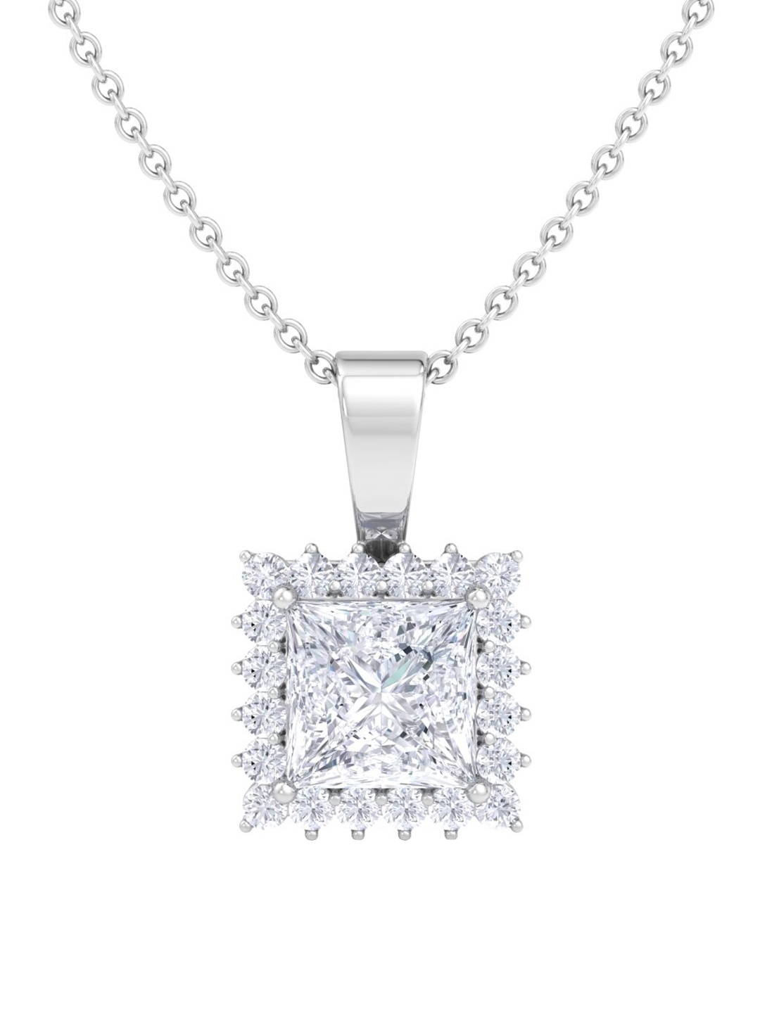 

Inddus Jewels 925 Sterling Silver Rhodium-Plated CZ Studded Pendant With Chain