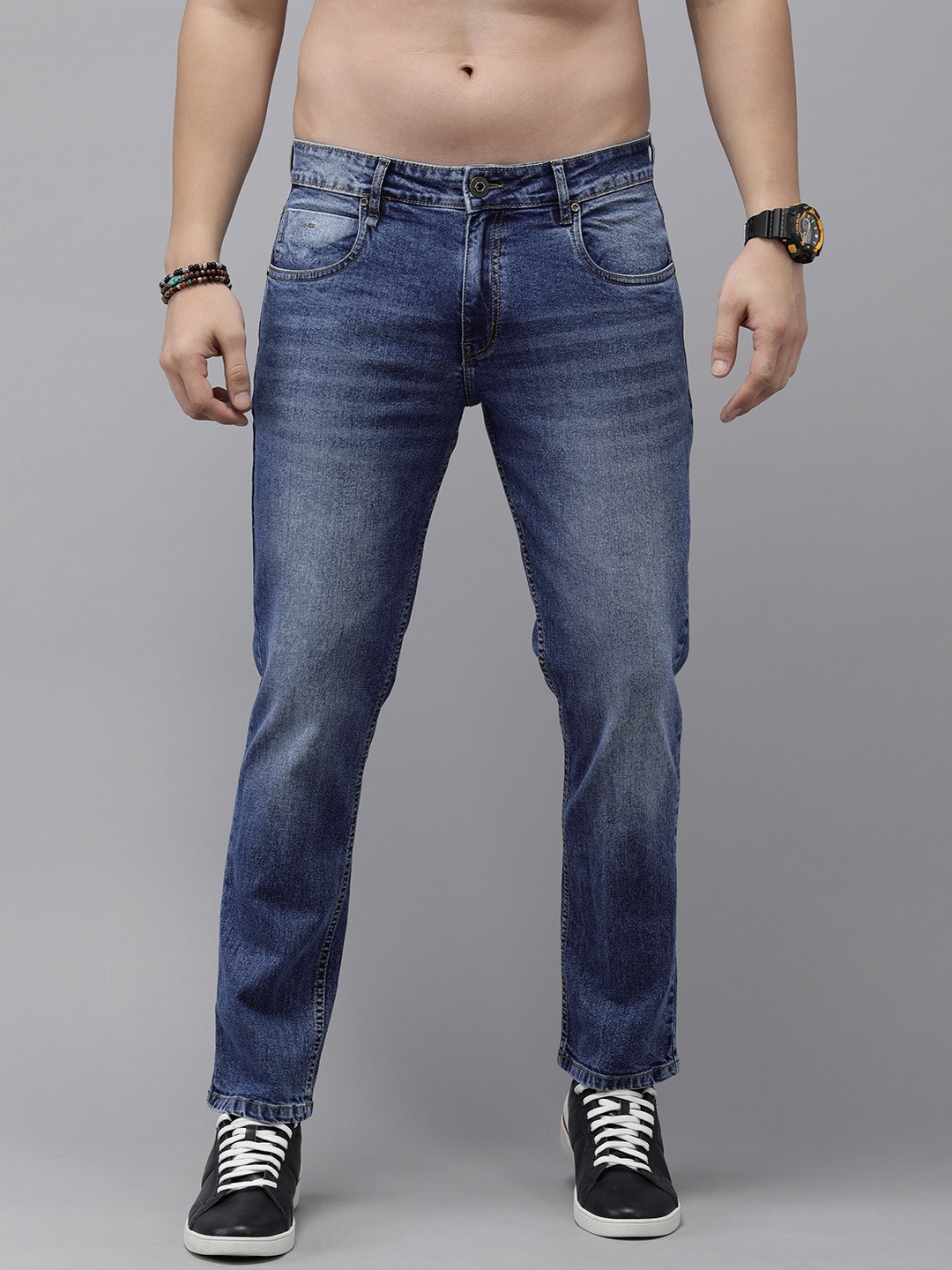 

The Roadster Life Co. Men Heavy Fade Stretchable Jeans, Blue