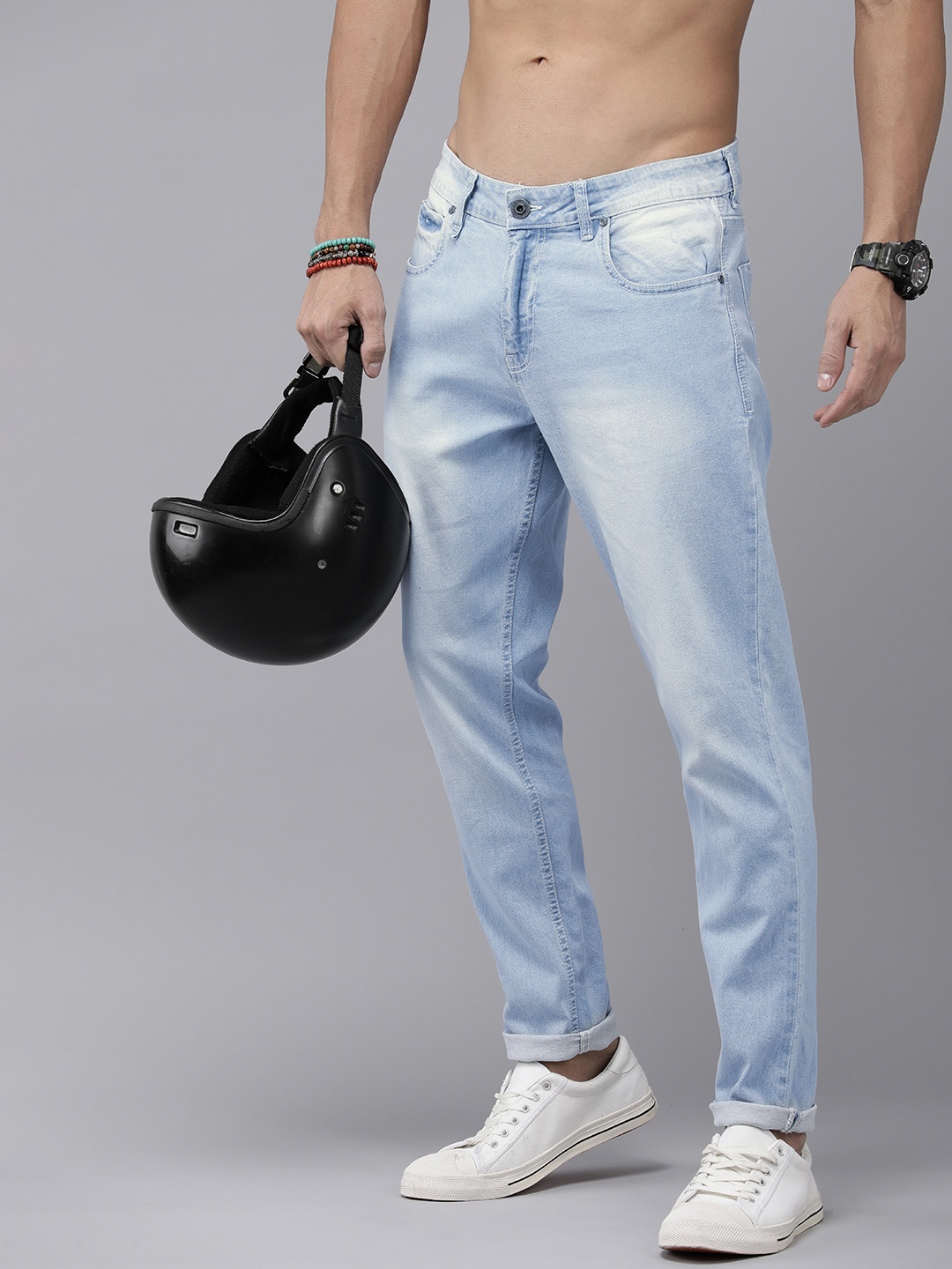 

The Roadster Lifestyle Co. Men Mid Rise Heavy Fade Stretchable Jeans, Blue
