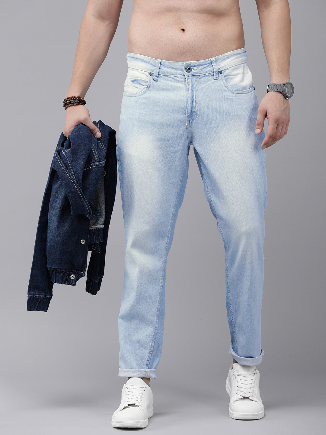 

The Roadster Lifestyle Co. Men Mid Rise Heavy Fade Stretchable Jeans, Blue