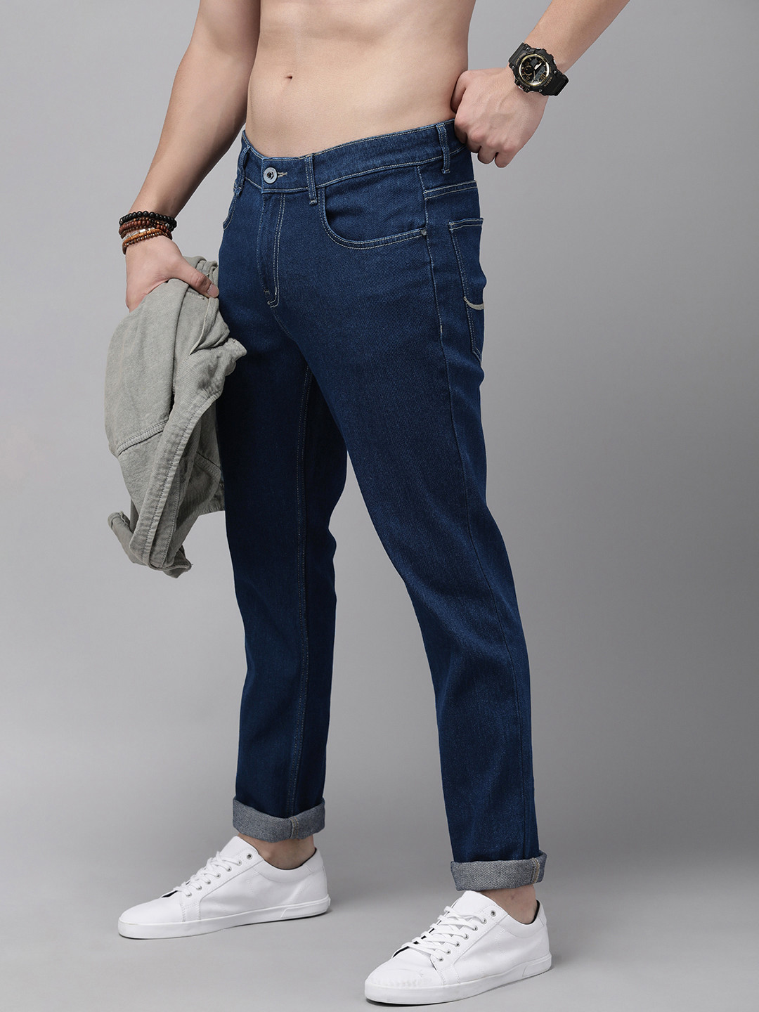 

The Roadster Life Co. Men Slim Tapered Fit Stretchable Jeans, Navy blue