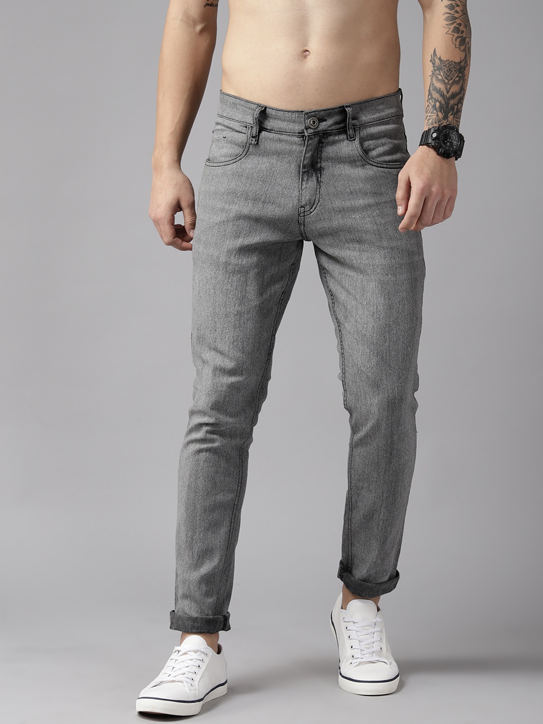 

The Roadster Lifestyle Co. Men Tapered Fit Stretchable Jeans, Grey