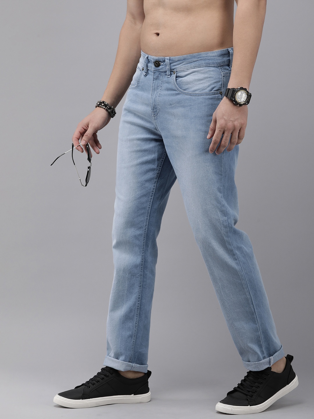

The Roadster Life Co. Men Heavy Fade Stretchable Jeans, Blue