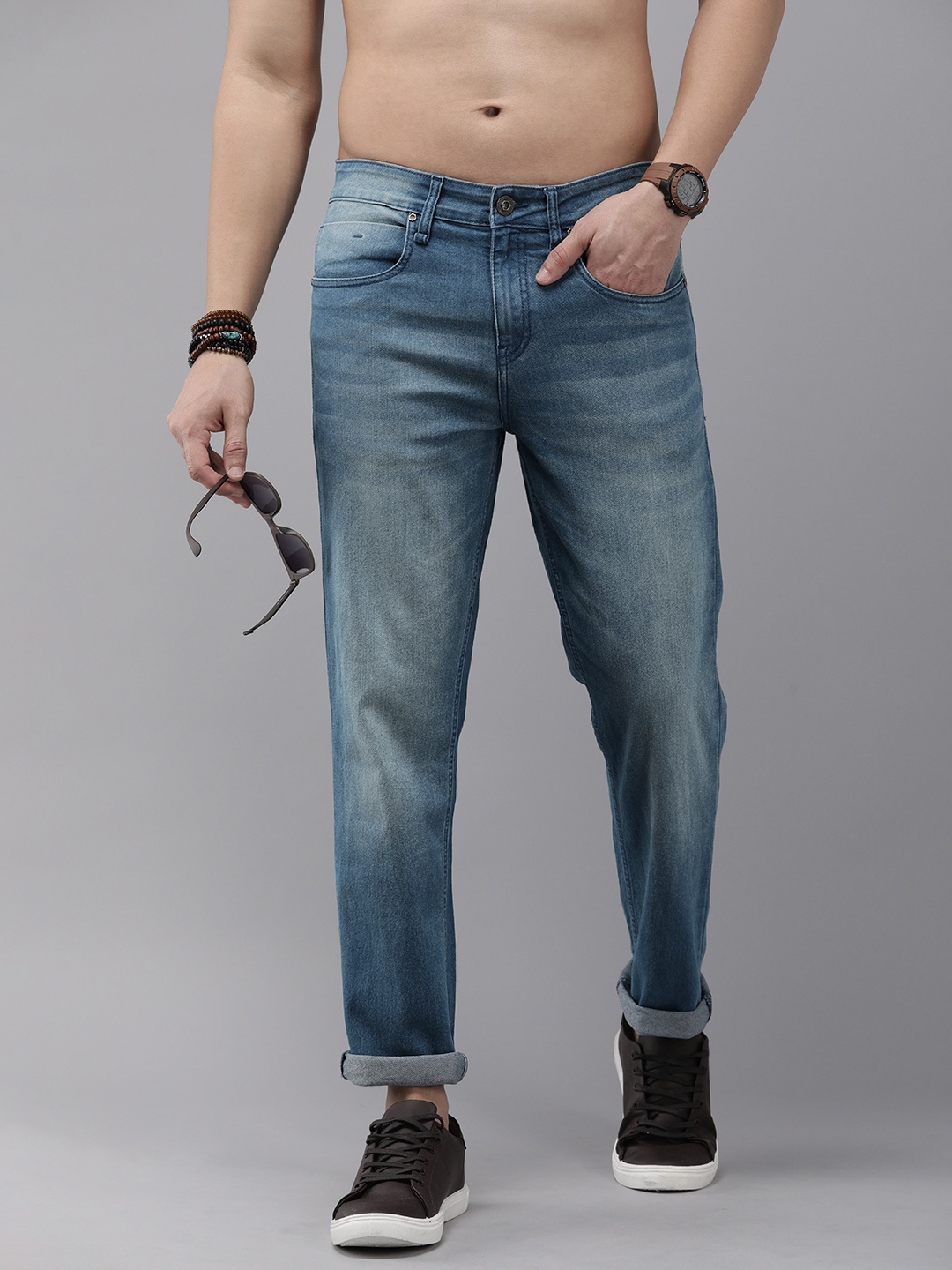 

The Roadster Life Co. Men Heavy Fade Stretchable Jeans, Blue