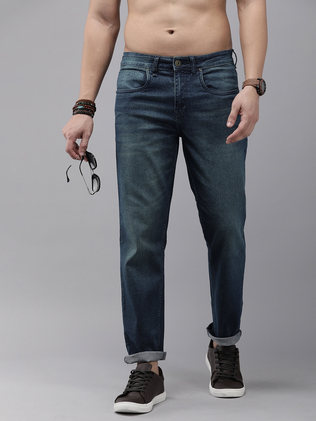 

The Roadster Life Co. Men Heavy Fade Stretchable Jeans, Blue