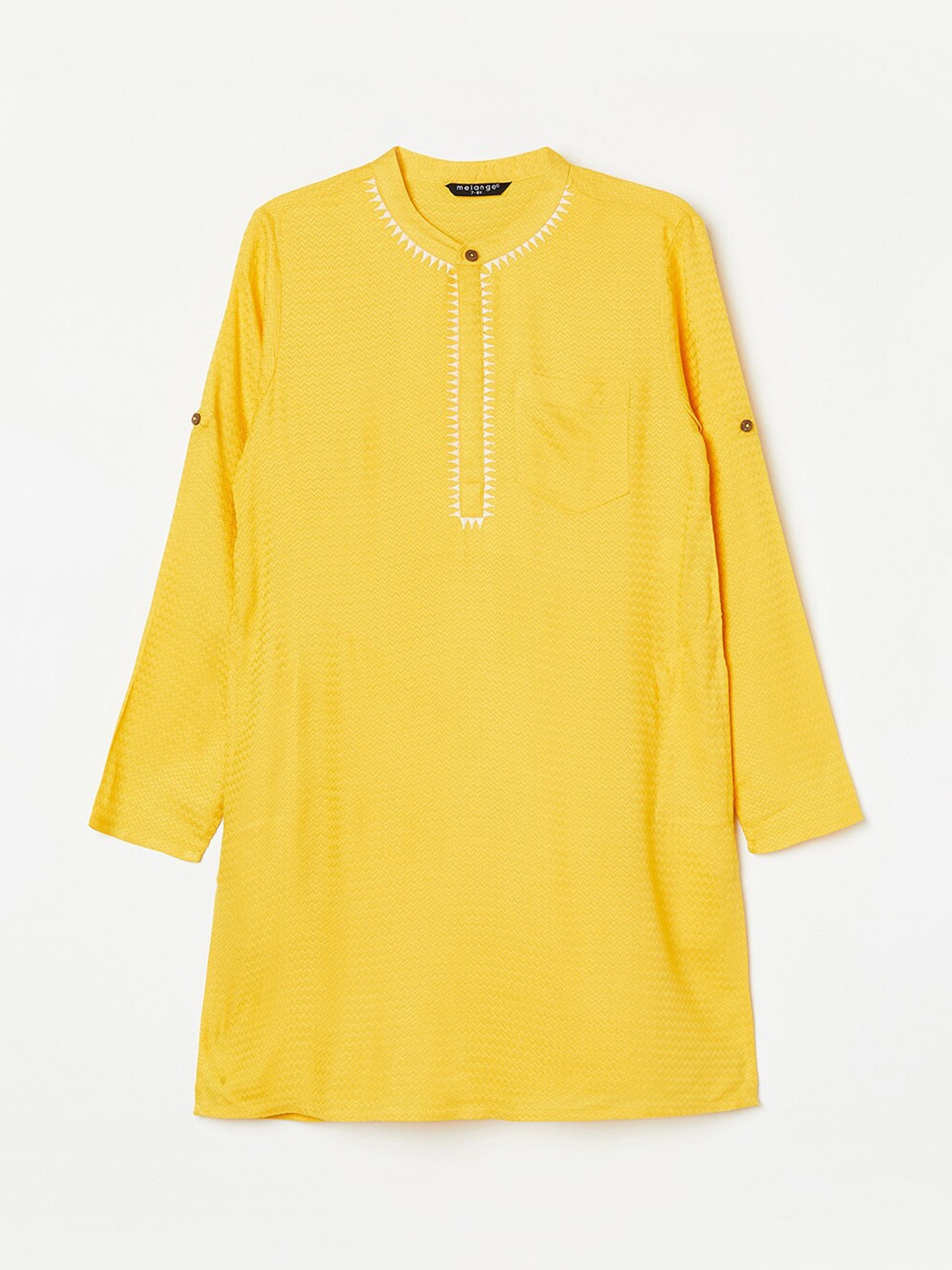 

Melange by Lifestyle Boys Mandarin Collar Cotton Kurta, Yellow