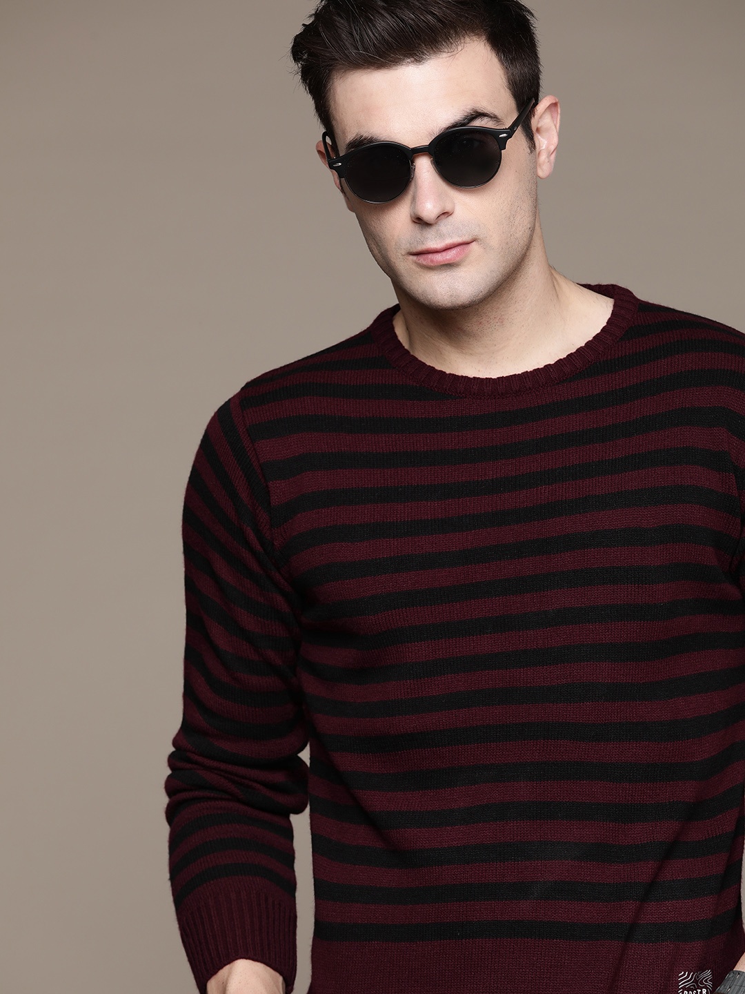 

The Roadster Lifestyle Co. Striped Acrylic Pullover, Maroon
