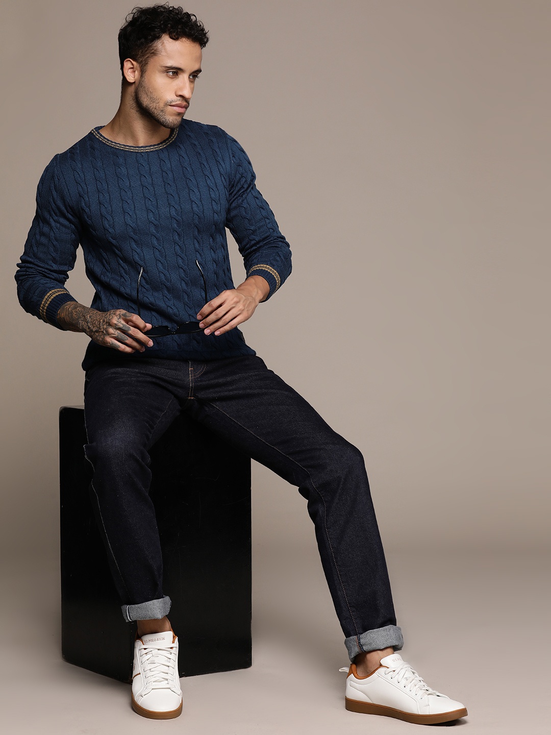 

The Roadster Lifestyle Co. Cable Knit Acrylic Pullover, Blue