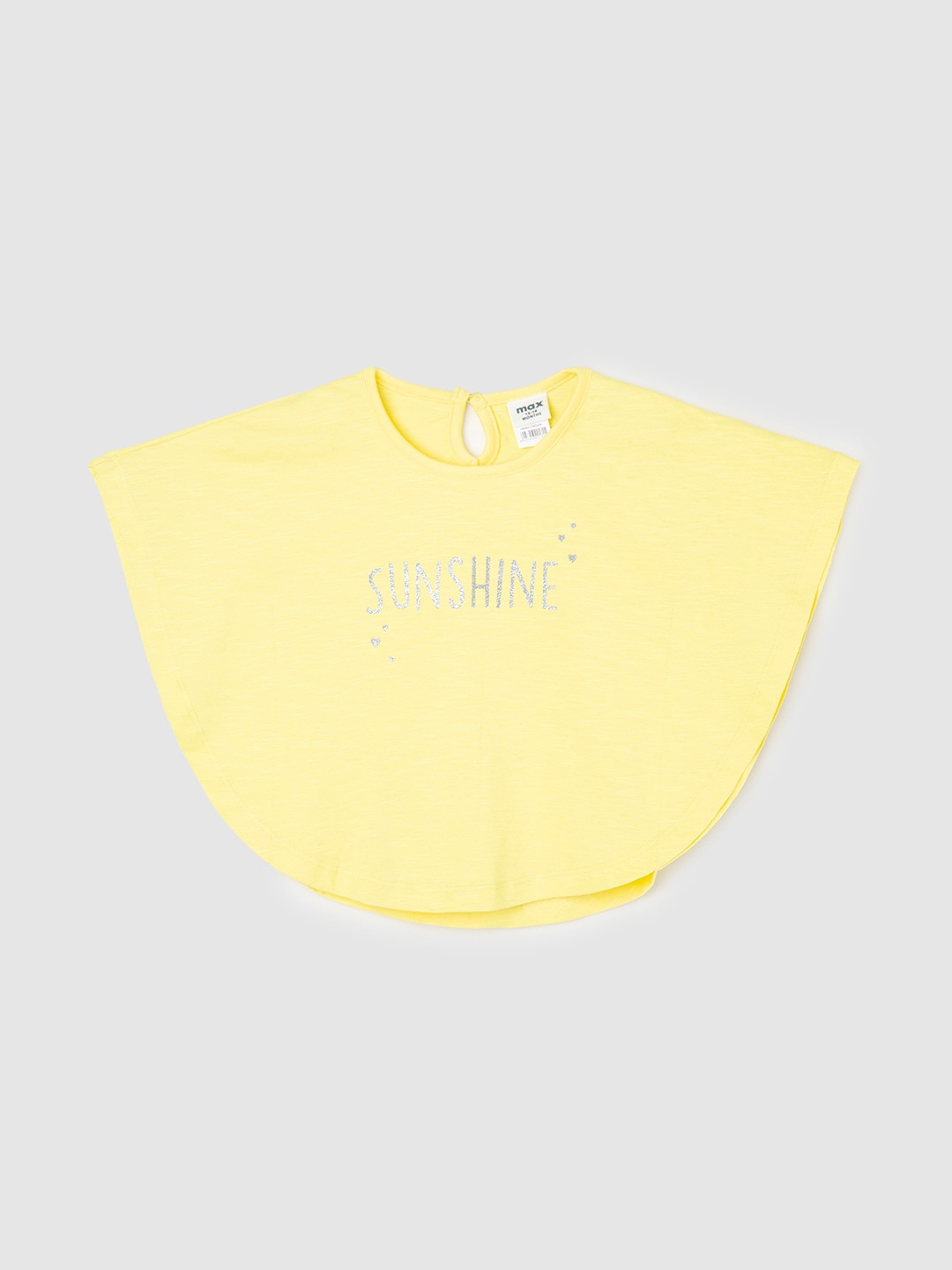 

max Infant Girls Typography Printed Pure Cotton Cape Top, Yellow