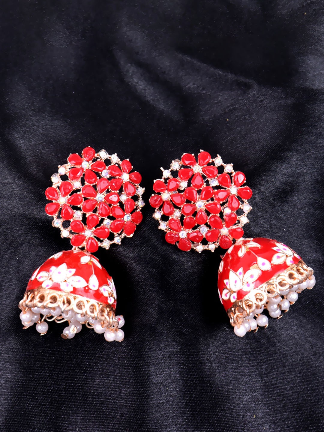 

VAGHBHATT Gold-Plated Floral Jhumkas Earrings