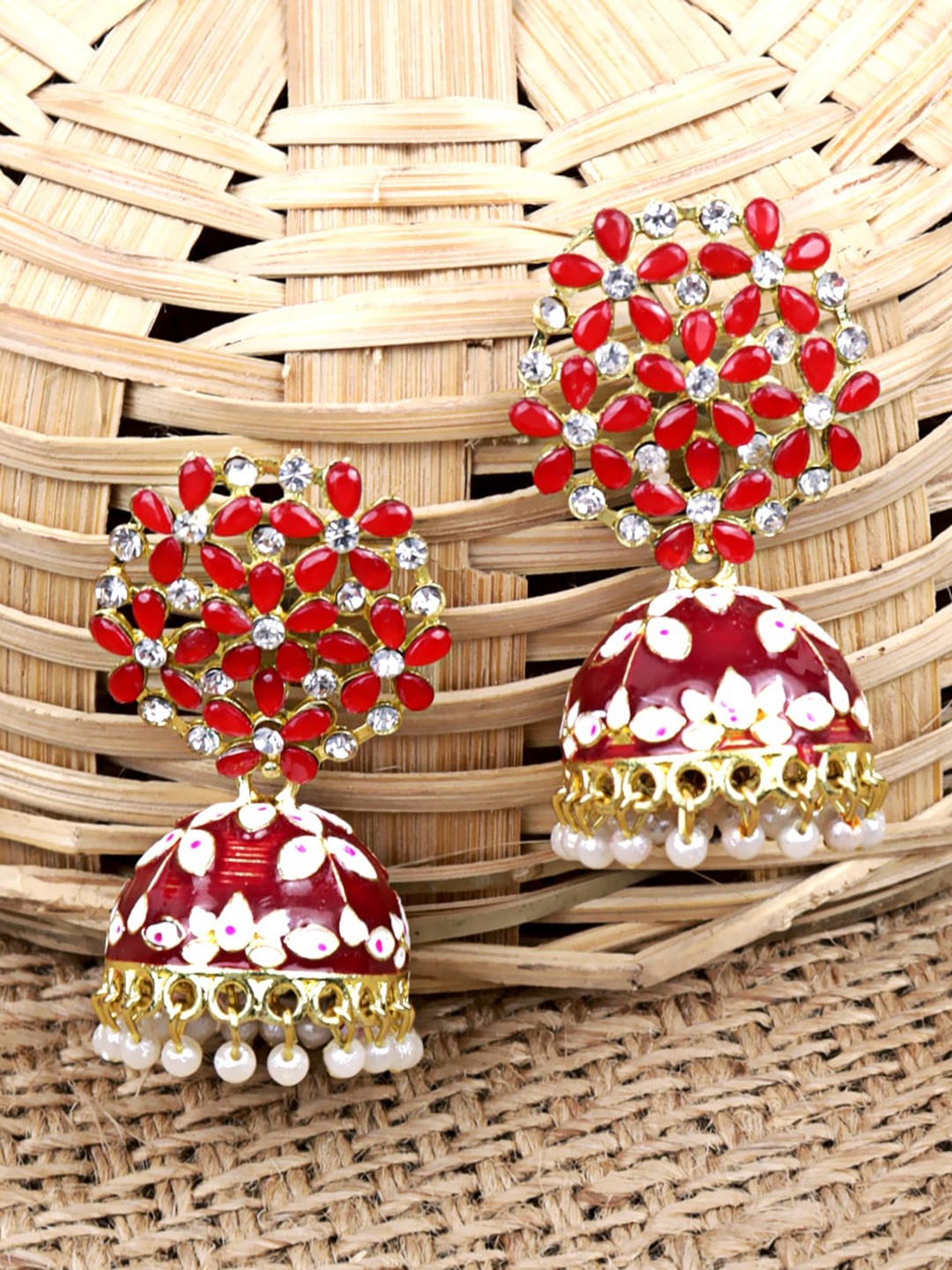 

VAGHBHATT Gold-Plated Floral Jhumkas Earrings