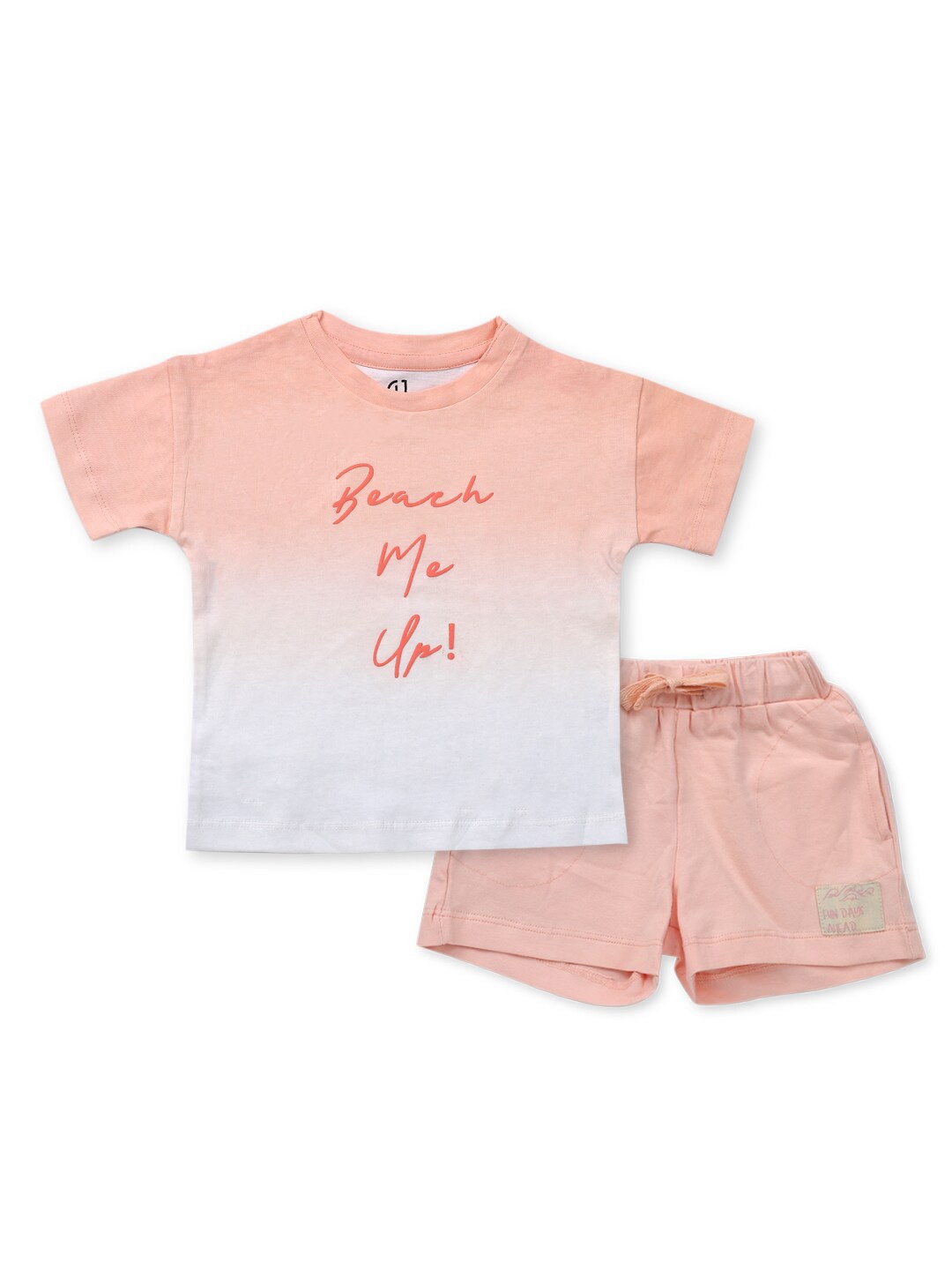 

GJ baby Infant Girls Printed Super Soft Pure Cotton T-shirt With Shorts, Pink